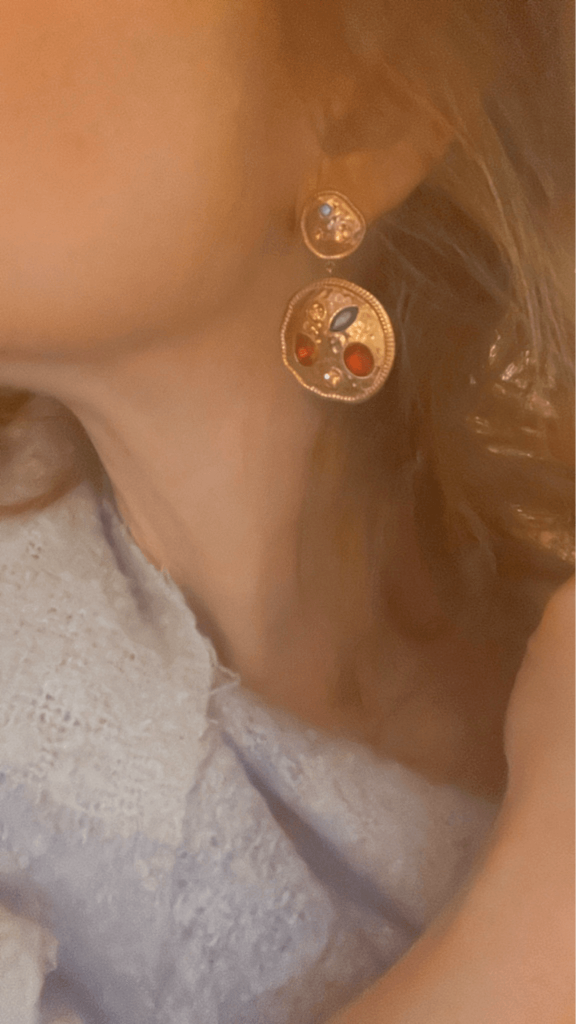 Boucles d’oreilles ROSELINE chic et strass colorés - Créations Uniques