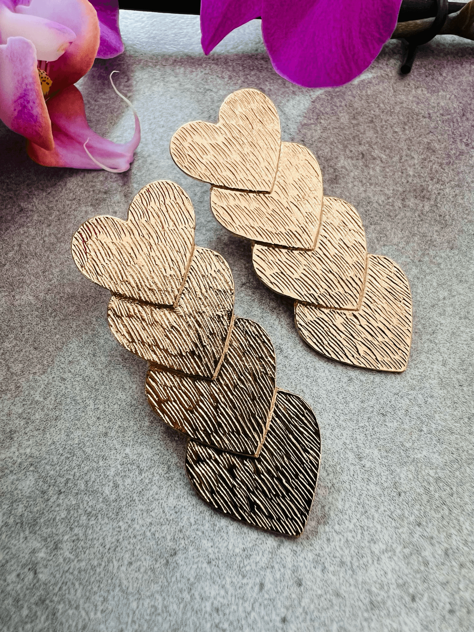 Boucles d’oreilles POLLY cœurs superposés - Créations Uniques