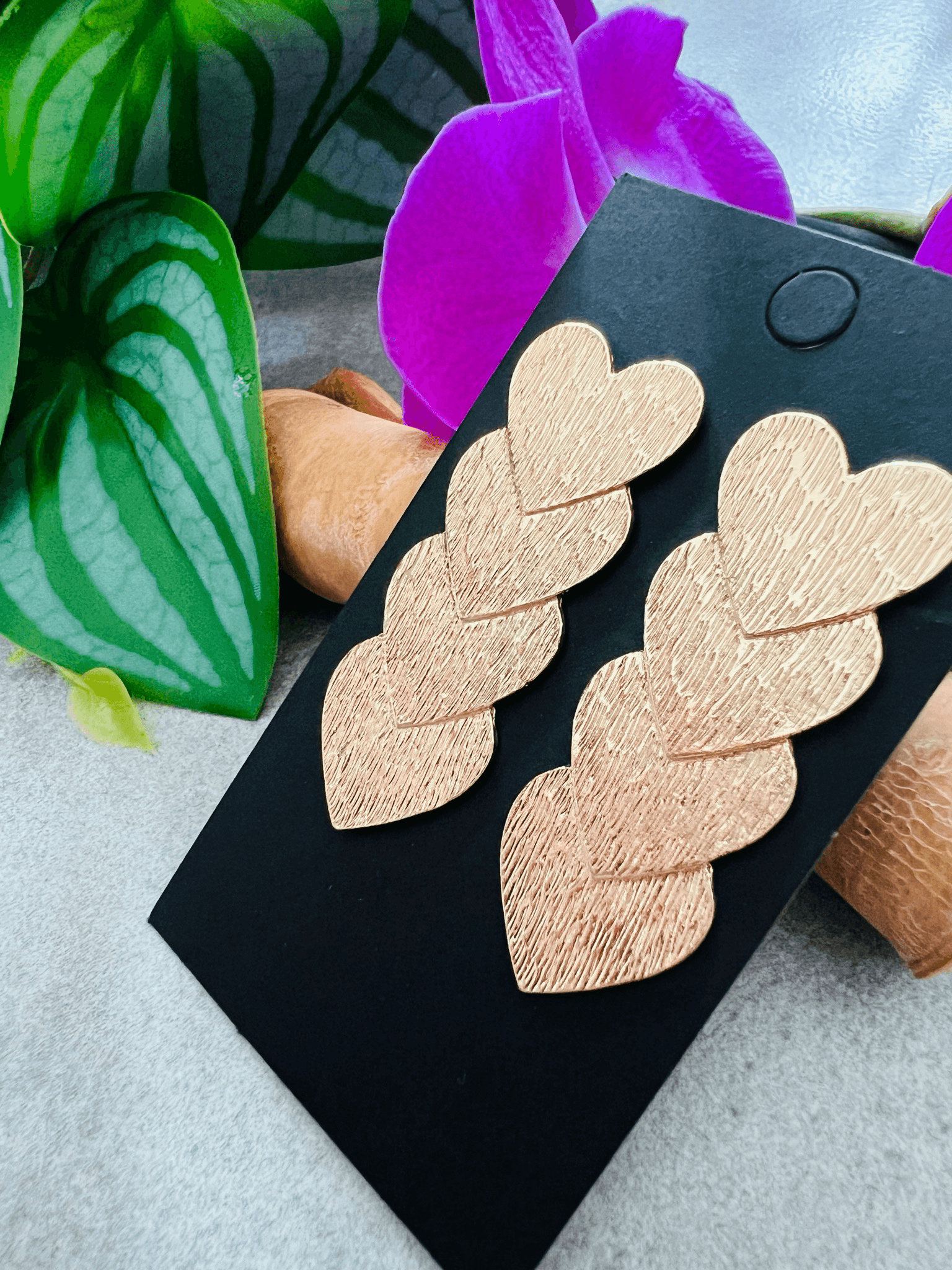 Boucles d’oreilles POLLY cœurs superposés - Créations Uniques