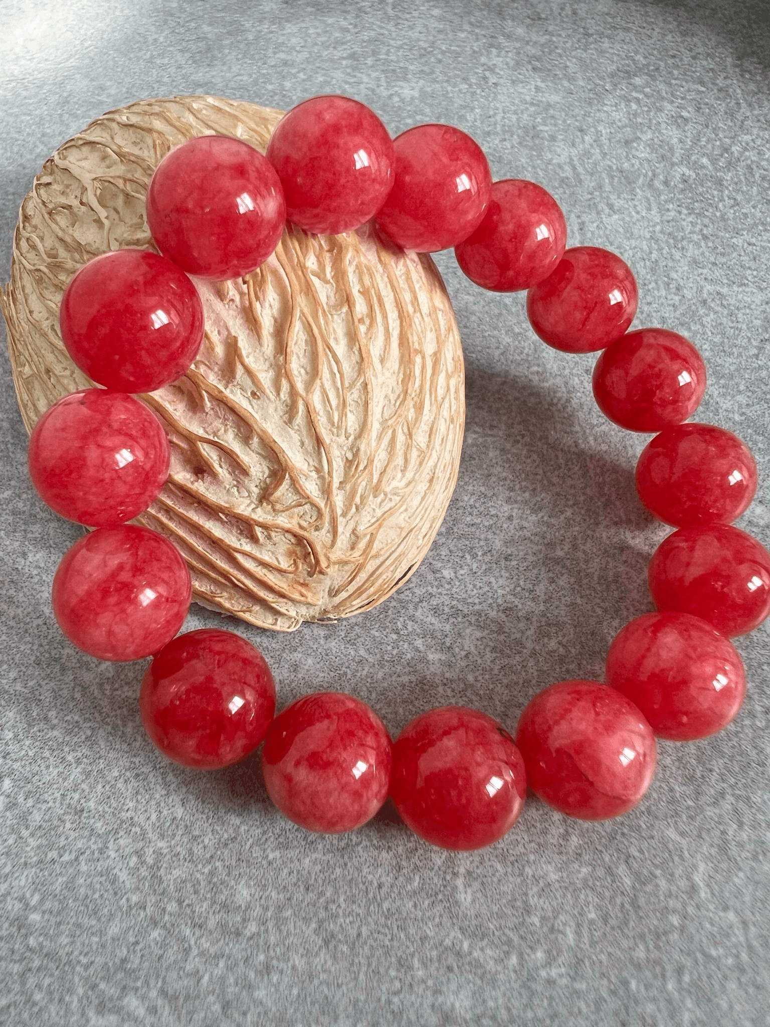 Bracelet perles rouges GROSEILLE - Créations Uniques