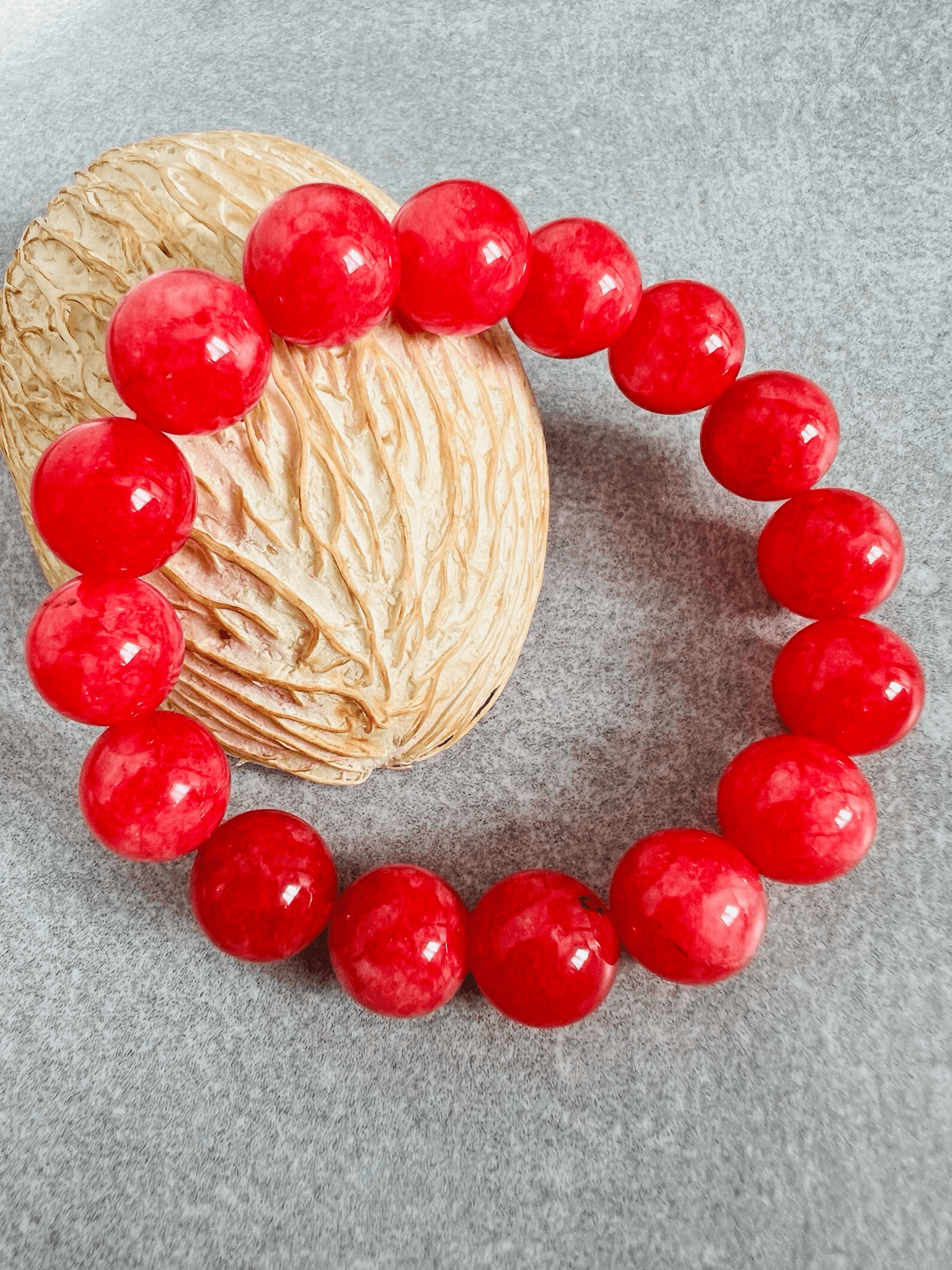 Bracelet perles rouges GROSEILLE - Créations Uniques