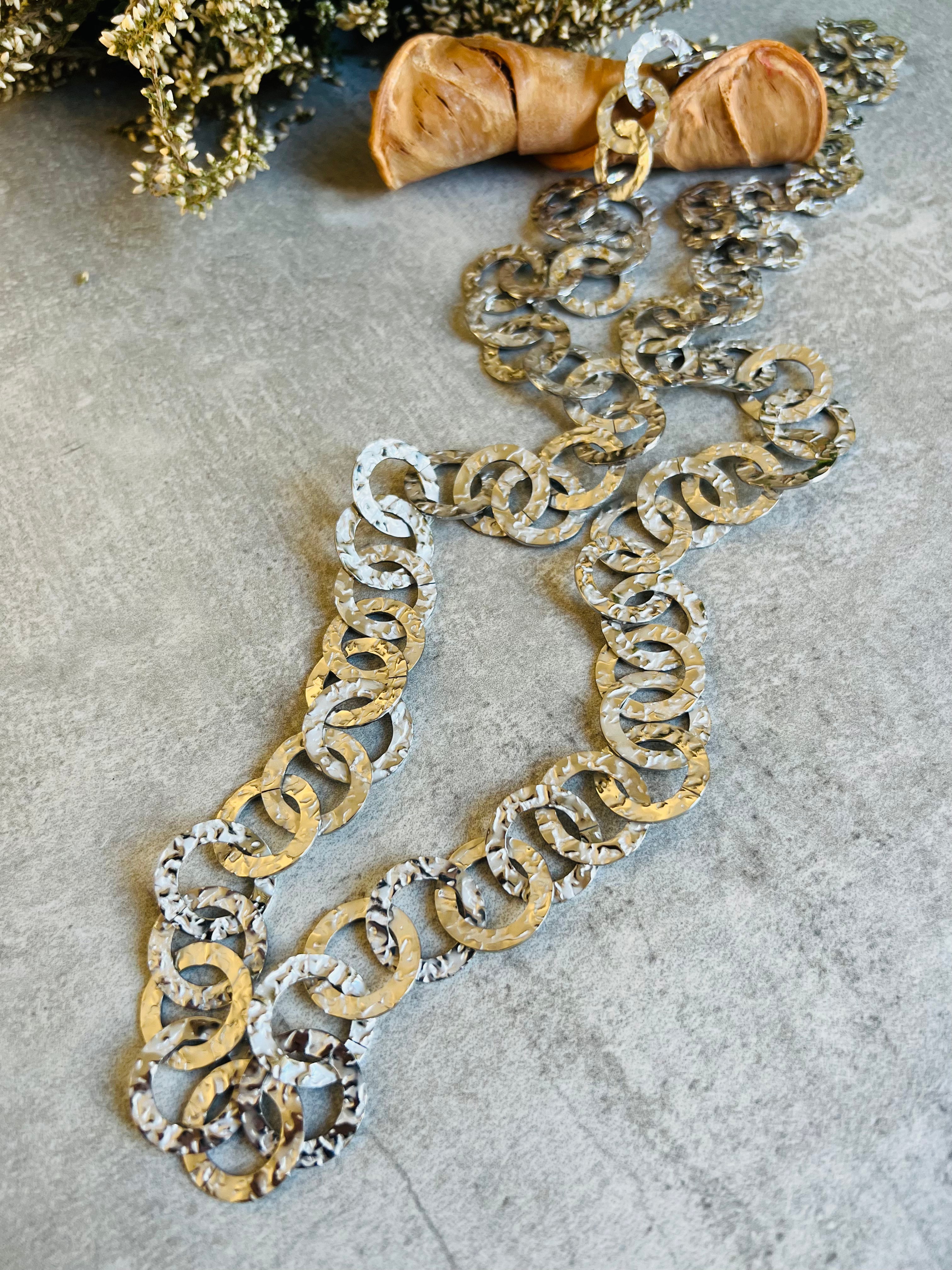 Collier chic MARIJAM sautoir maillons argentés - Créations Uniques