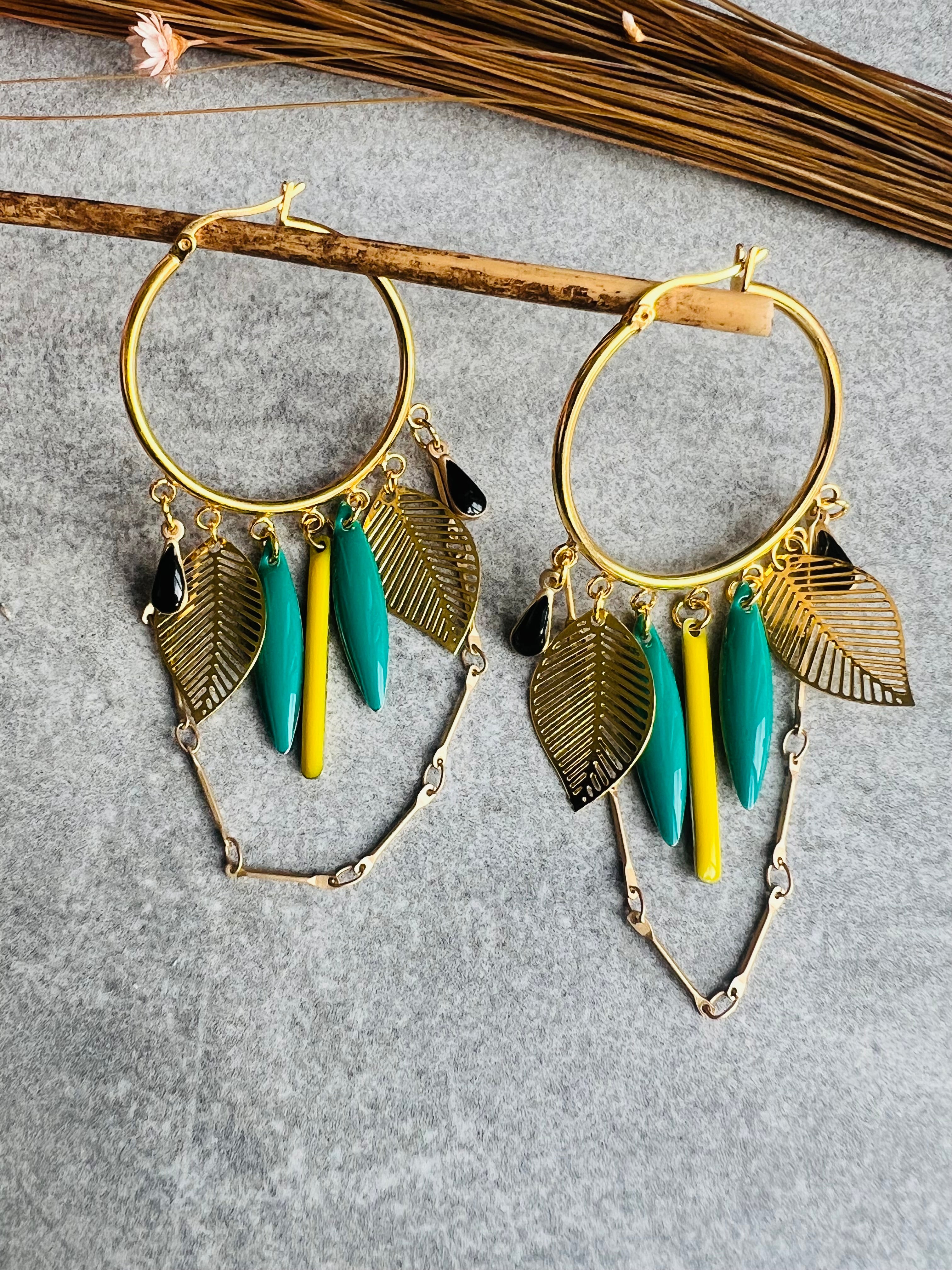 Boucles d’oreilles SYLVAINE anneaux décorés - Créations Uniques - Créations Uniques