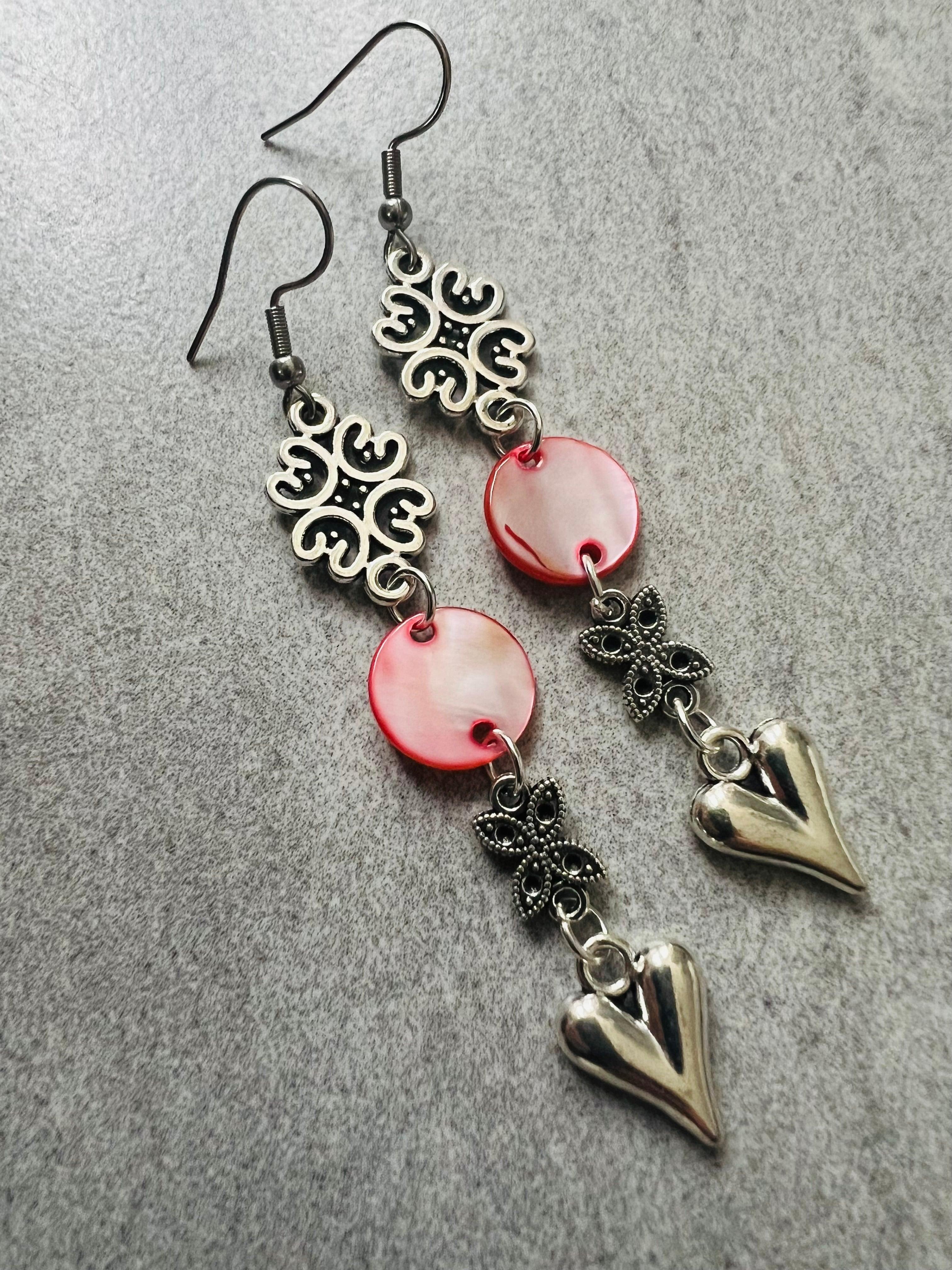 Boucles d’oreilles HELIANE style bohème rouge - Créations Uniques - Créations Uniques