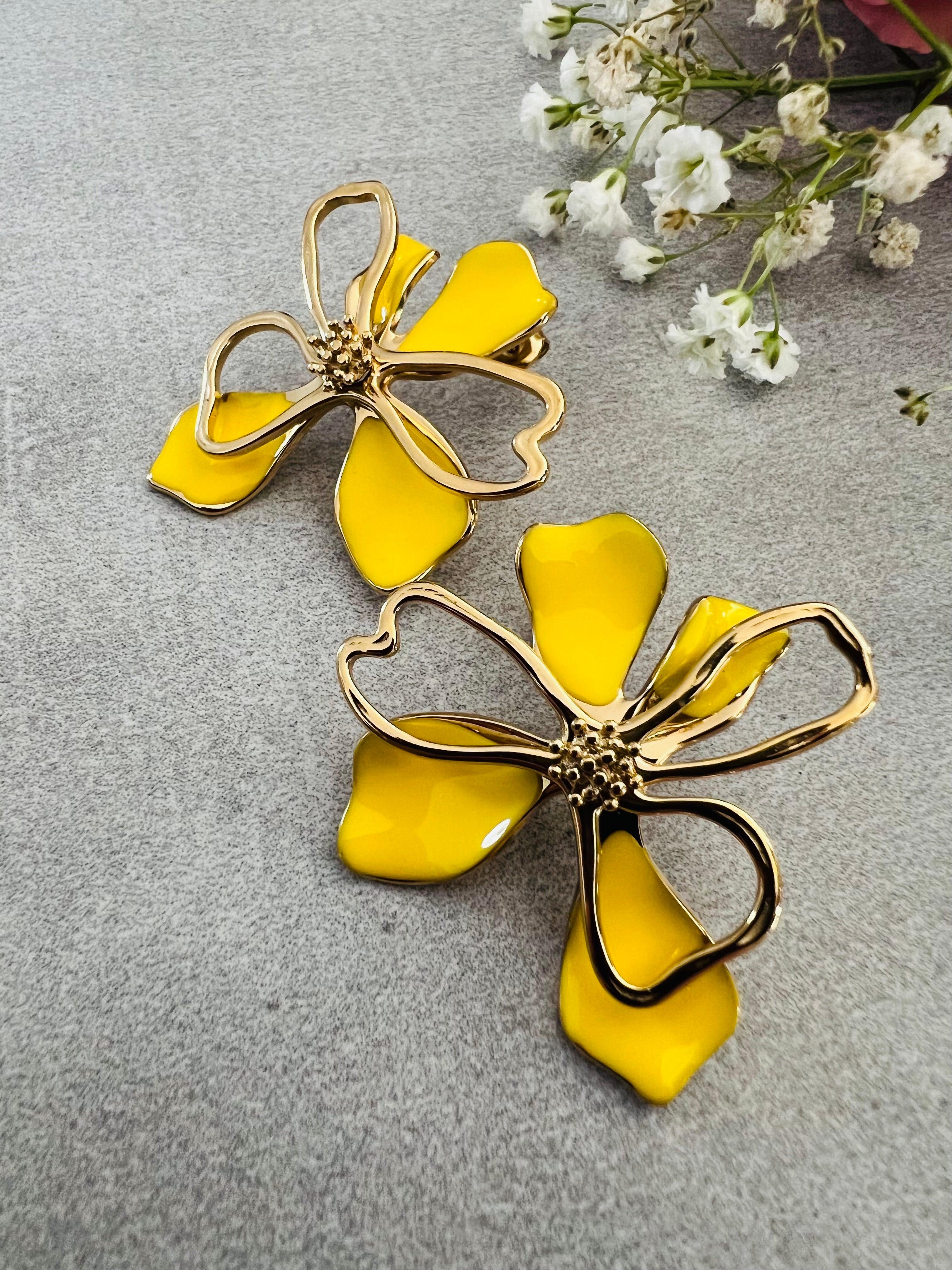 Boucles d’oreilles CELIA fleurs jaunes - Créations Uniques
