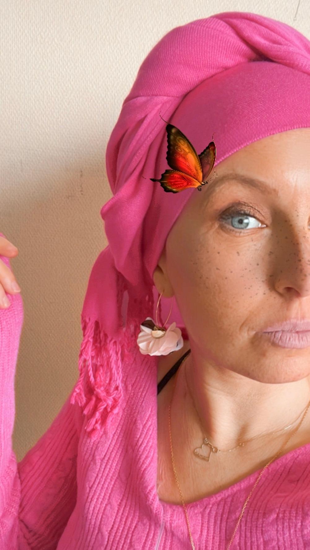 Boucles d’oreilles anneaux ovales KIRA pampilles tissu tricolore - Créations Uniques - Créations Uniques