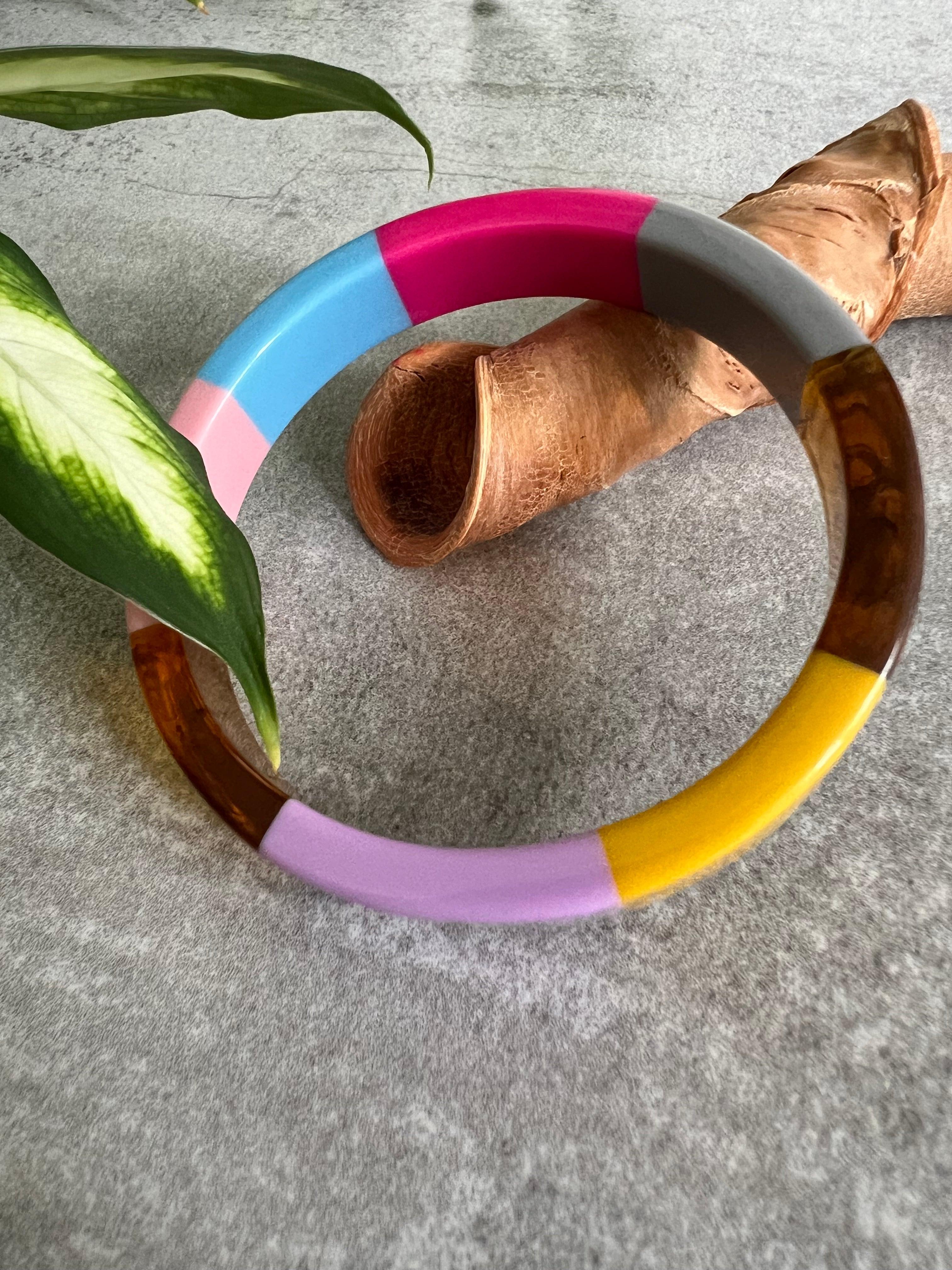 Bracelet VICKY résine multicolore - Créations Uniques