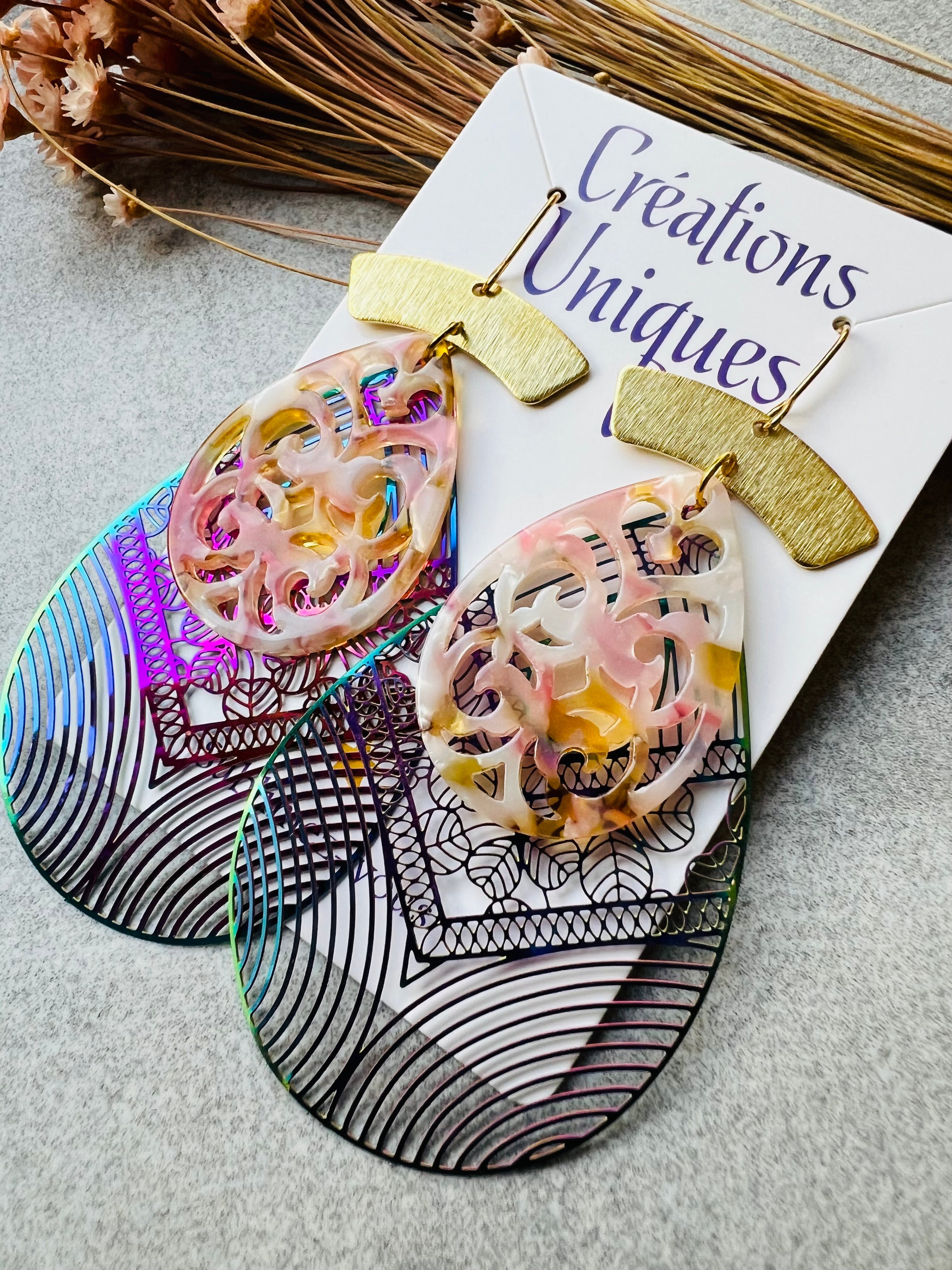 Boucles d’oreilles PERLA style bohème - Créations Uniques - Créations Uniques