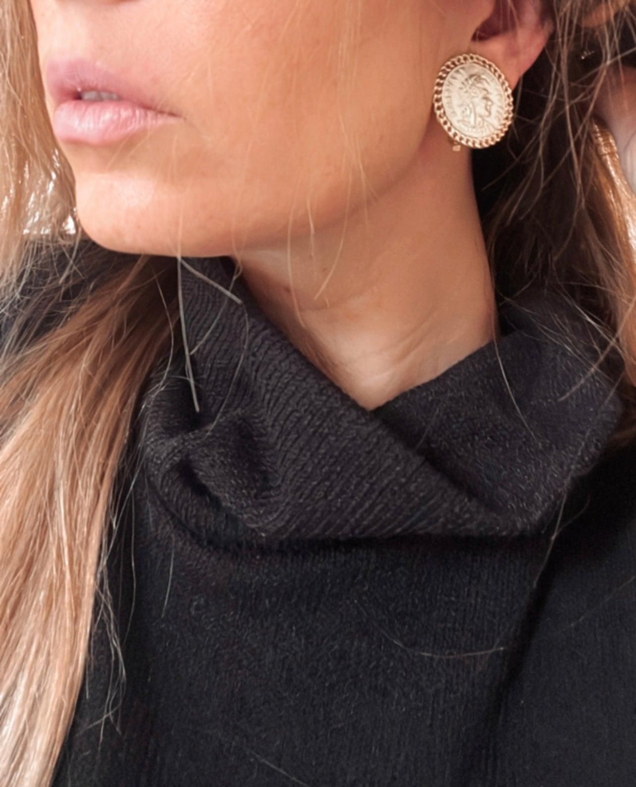 E71084 Boucles d'oreilles clips grosses pièces - Karine Sultan - Créations Uniques