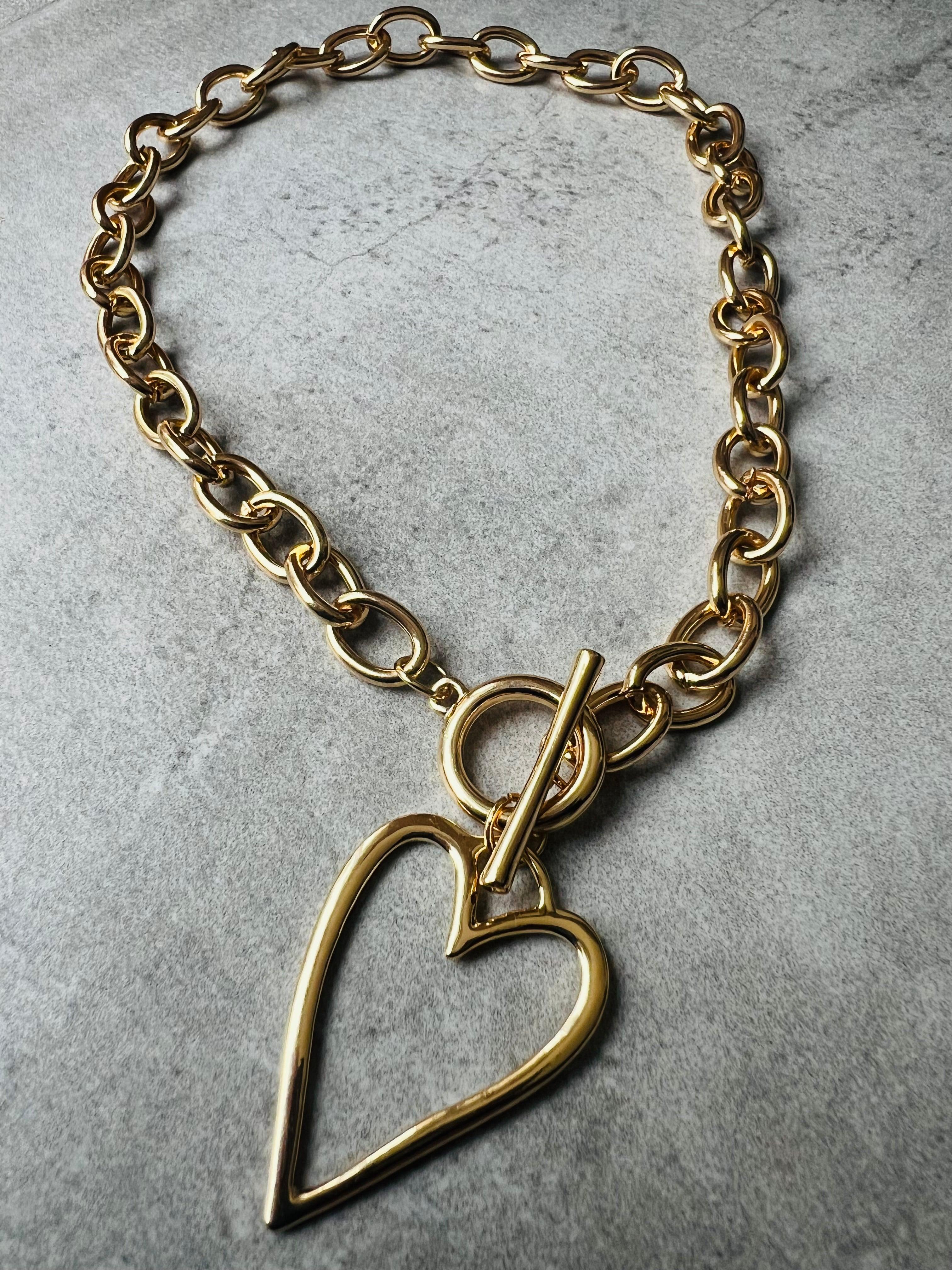 Collier TORI doré pendentif cœur, - Créations Uniques