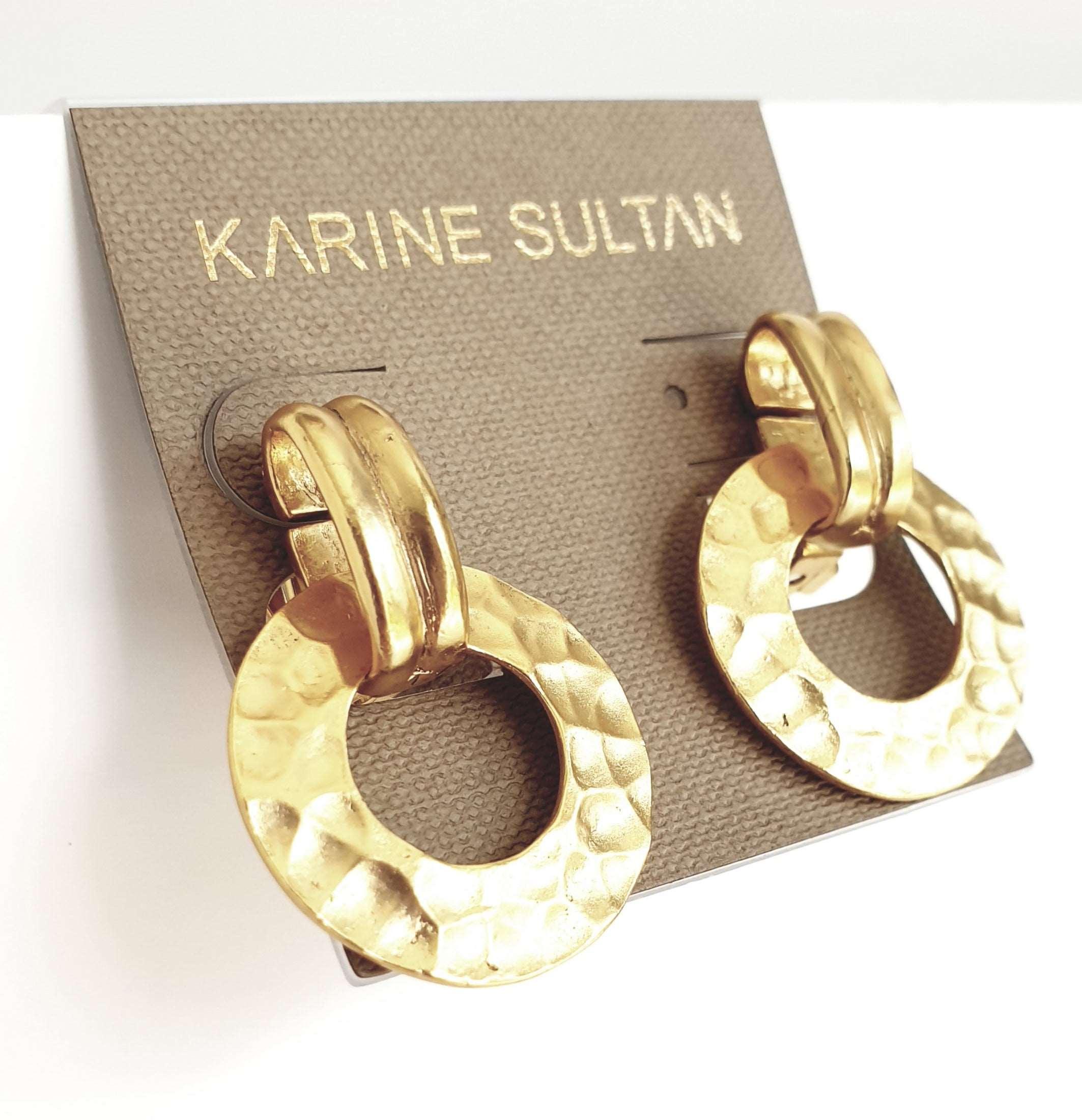 E71086 Boucles d'oreilles clips heurtoir martelé - Karine Sultan - Créations Uniques