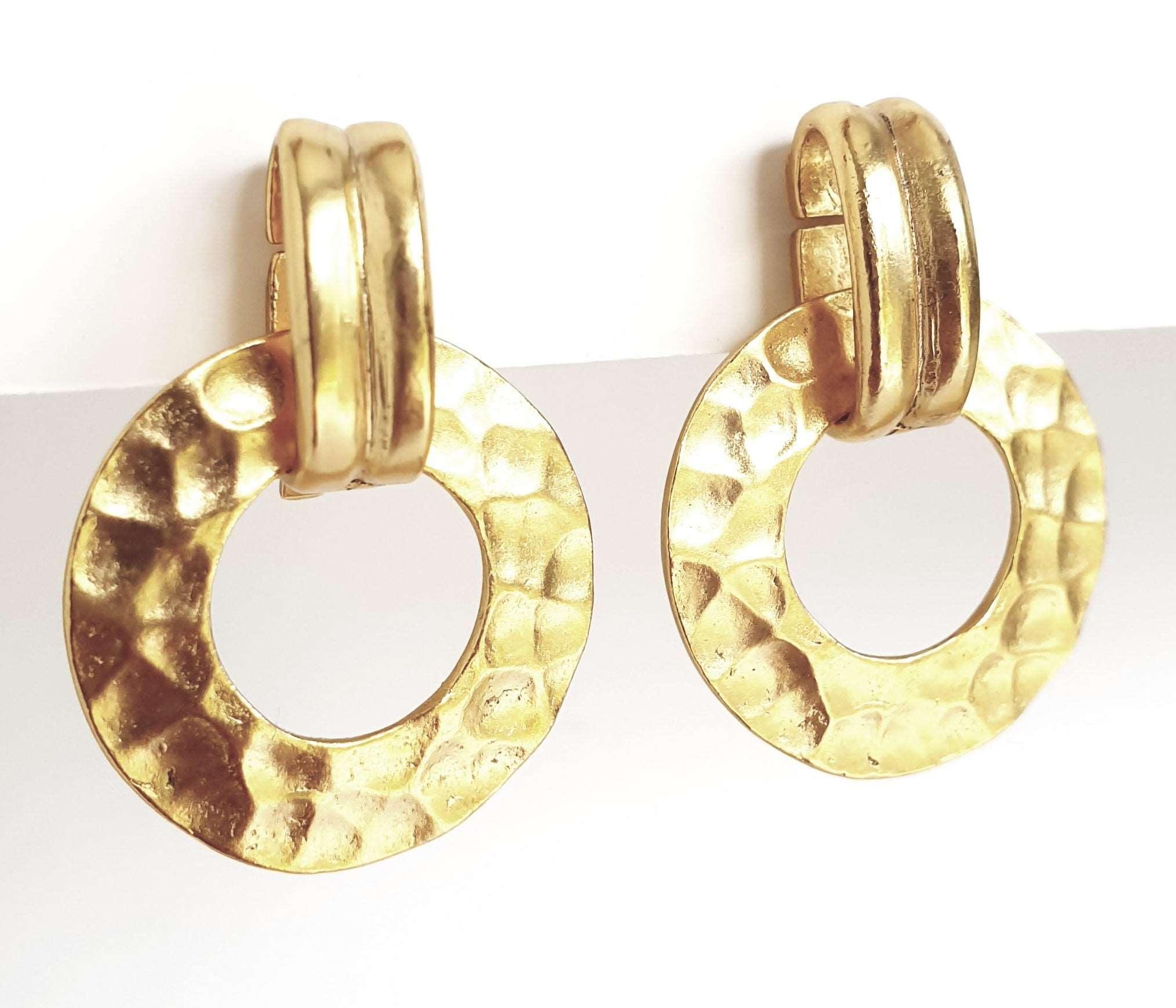 E71086 Boucles d'oreilles clips heurtoir martelé - Karine Sultan - Créations Uniques