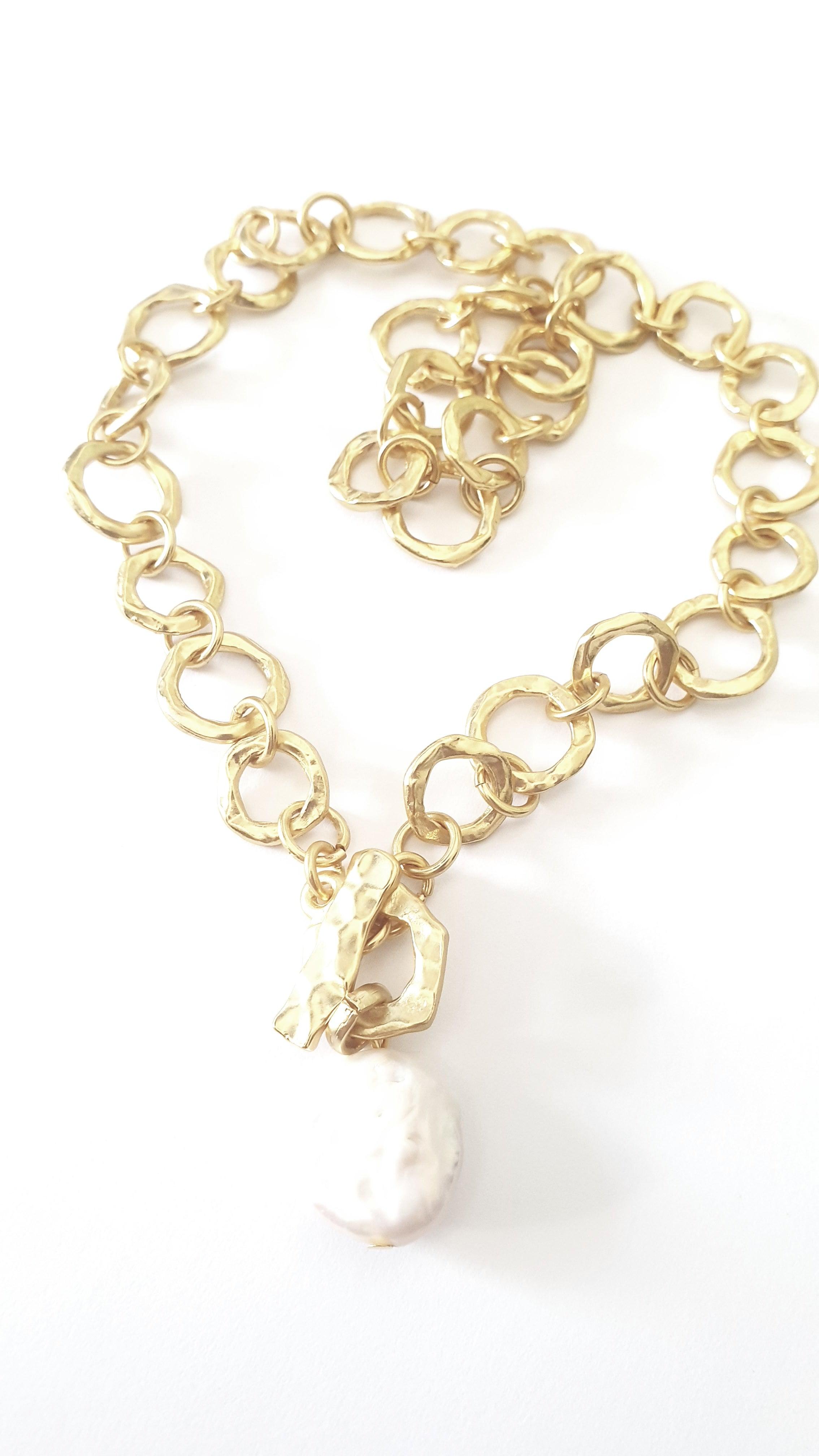 N73530 Collier chaîne perle Paon - Karine Sultan - Créations Uniques