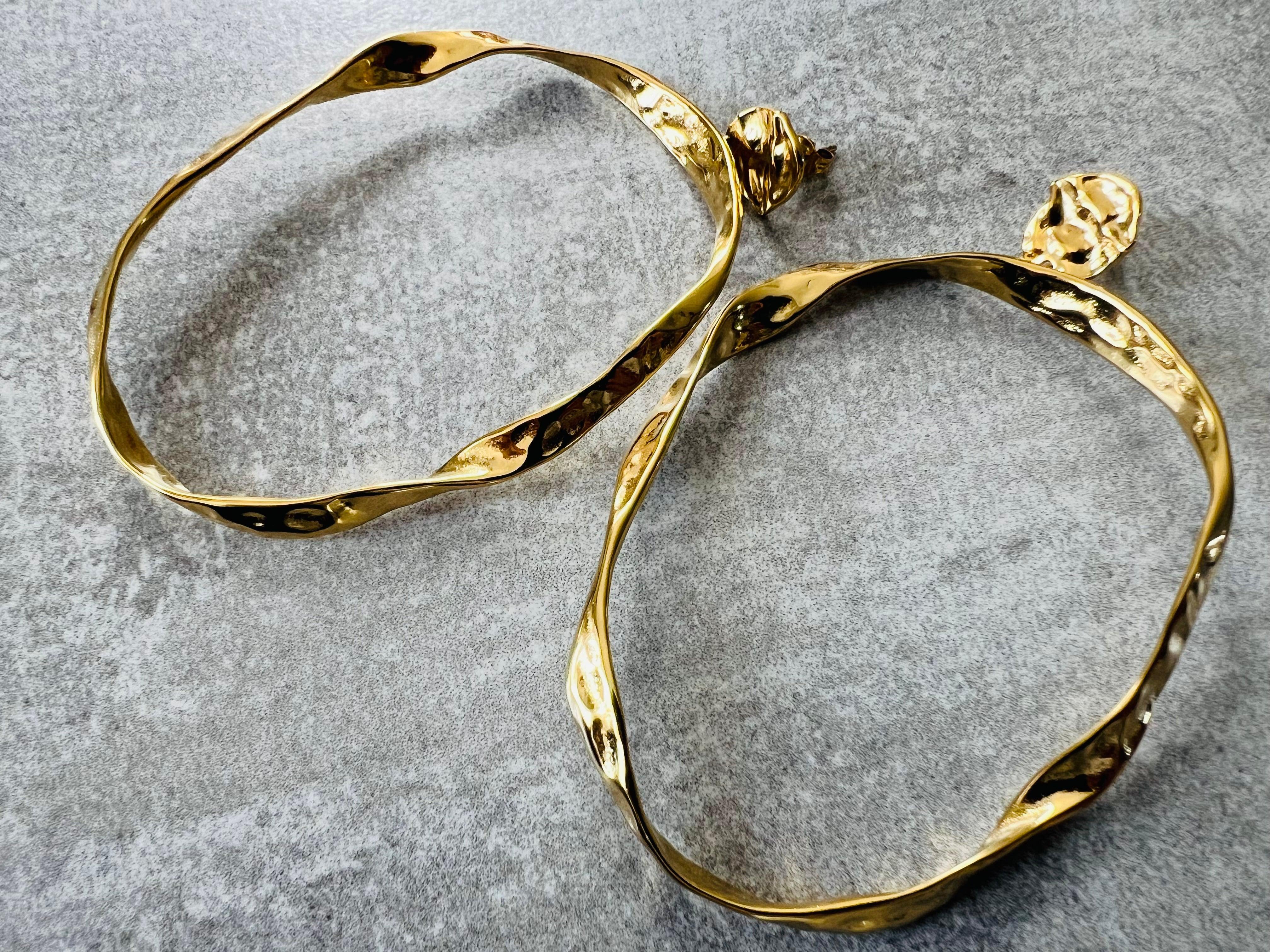 Boucles d’oreilles PASCALE grand modèle ovale doré - Créations Uniques