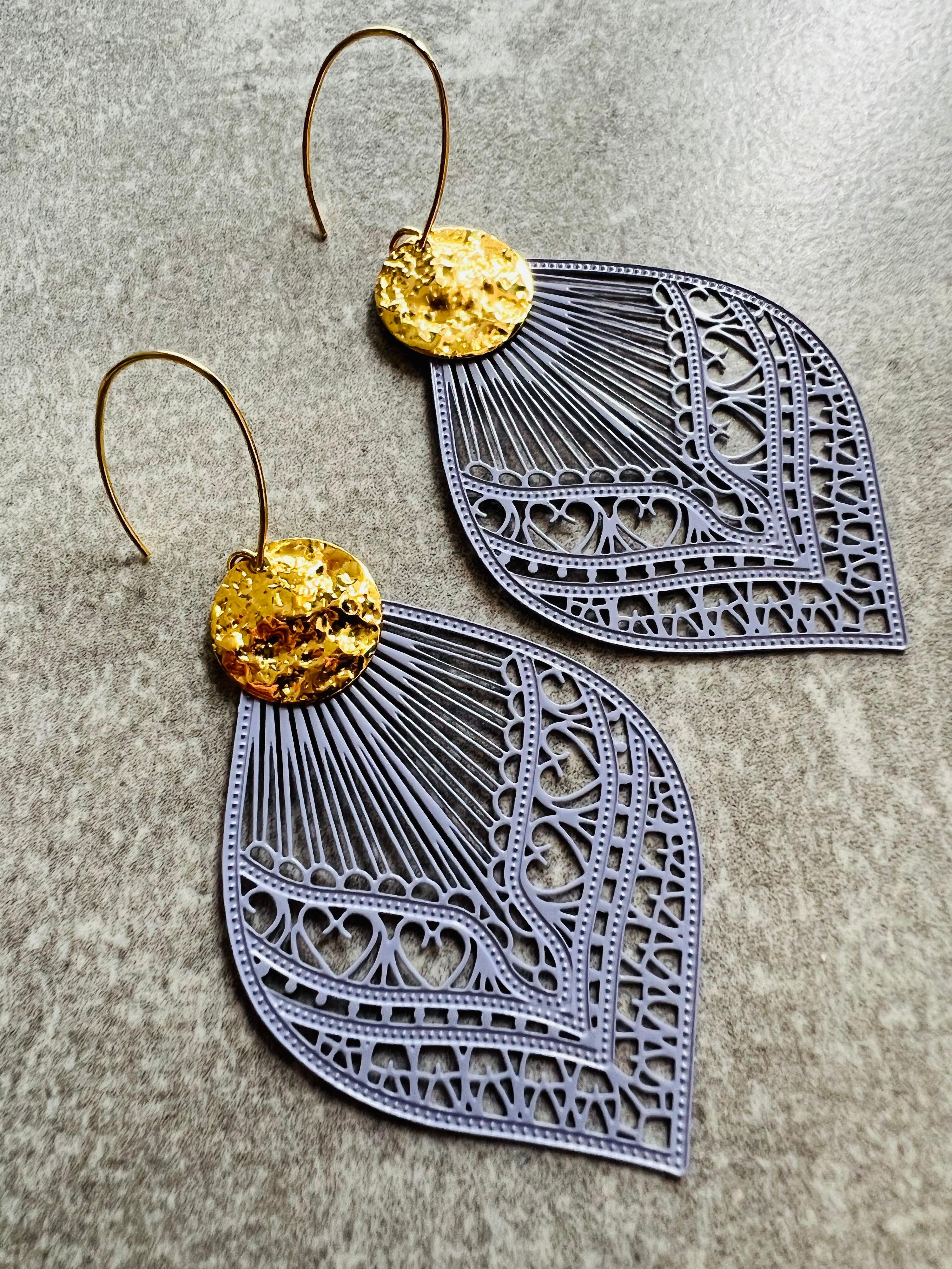 Boucles d’oreilles NINA gouttes mauve - Créations Uniques - Créations Uniques