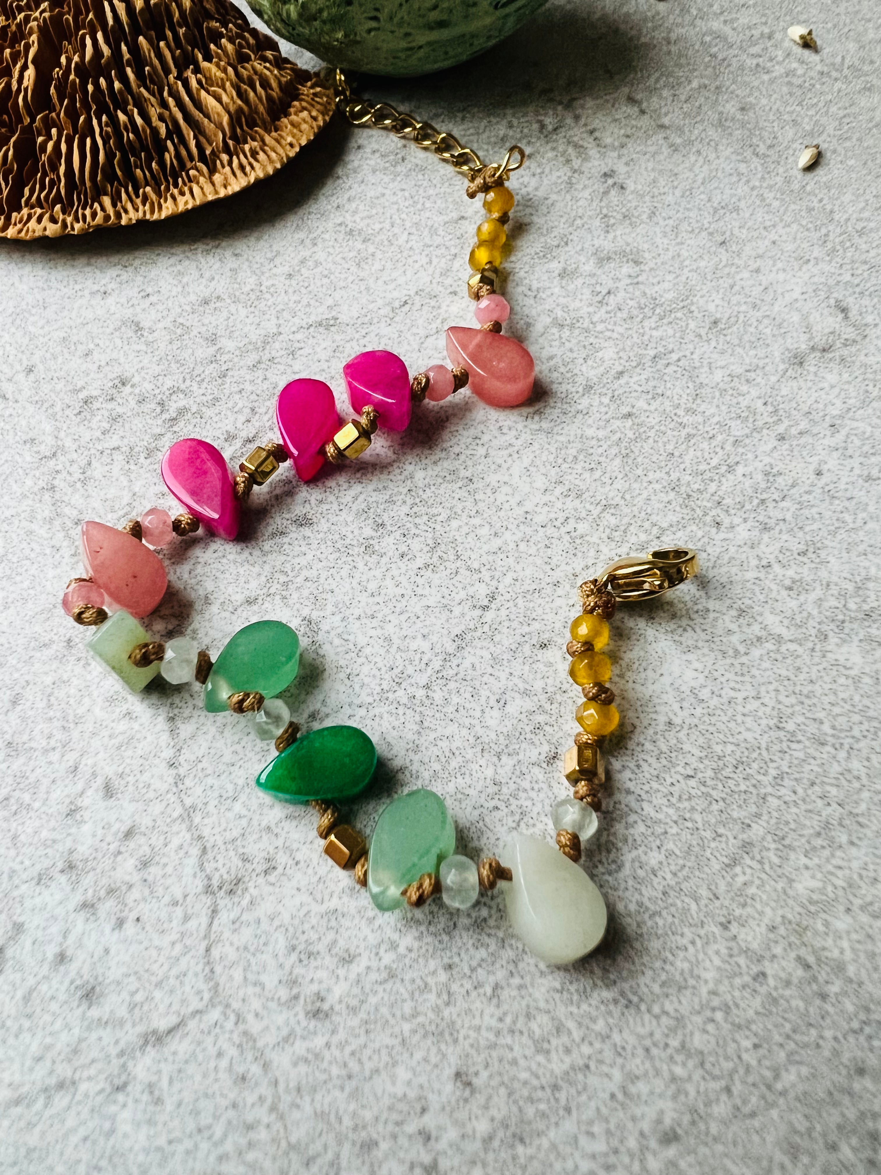 Bracelet BARBADE perles gouttes multicolores - Créations Uniques