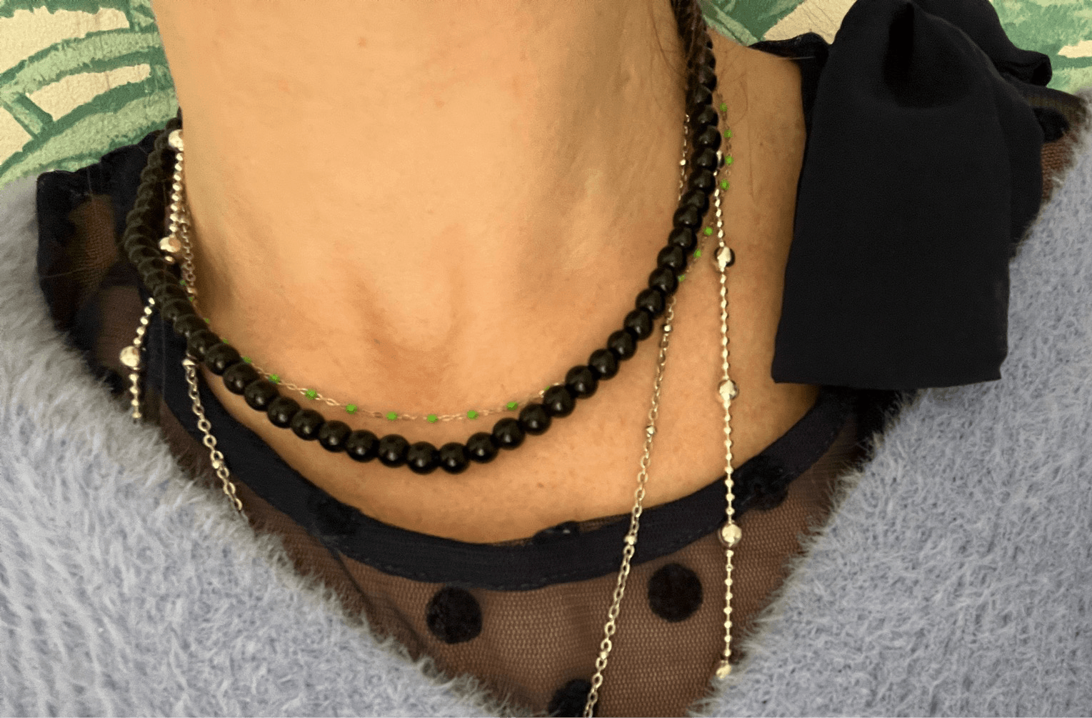 Collier ras de cou perles noires JASON - Créations Uniques