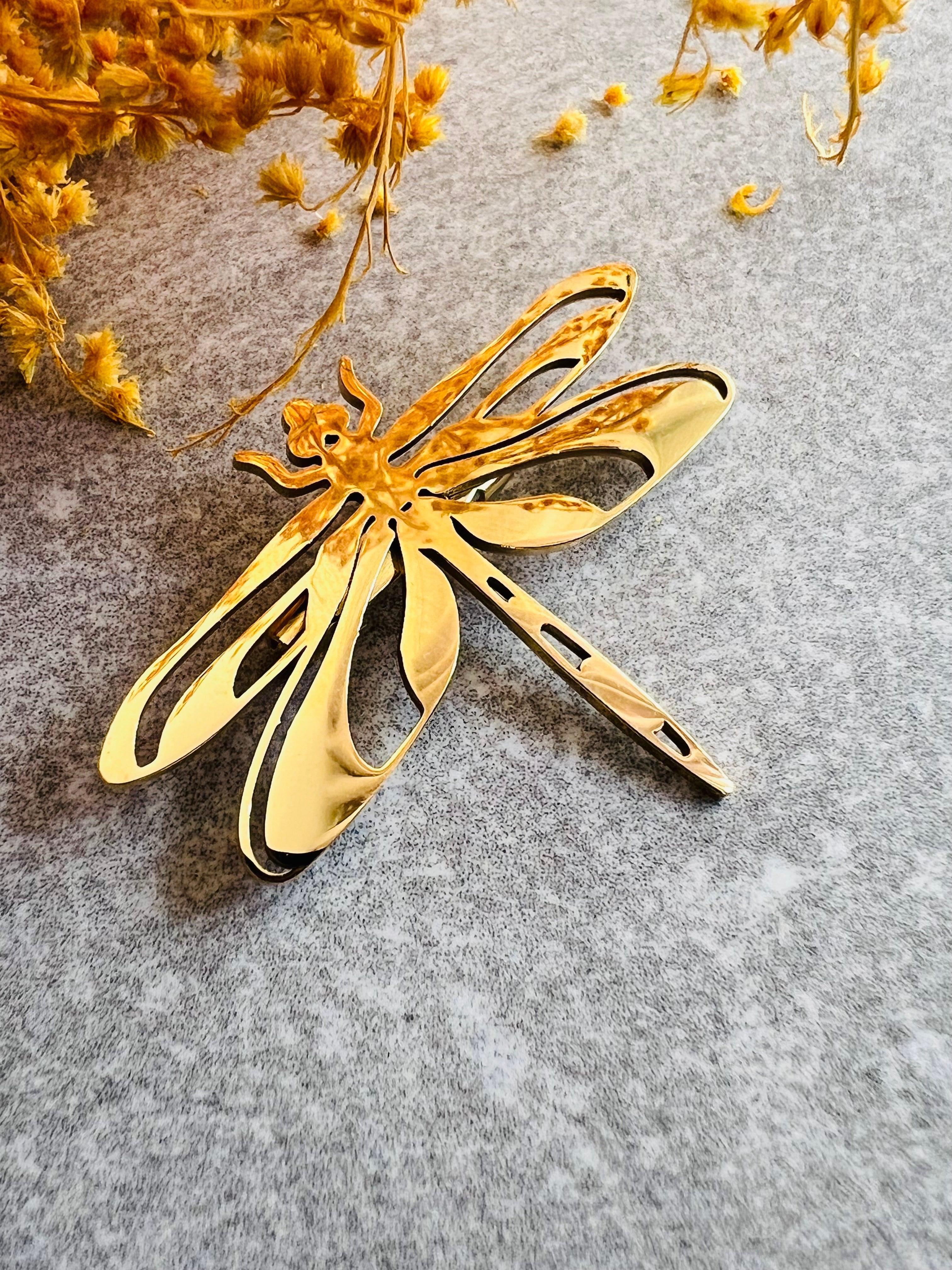 Broche dorée LIBELLULE - Créations Uniques