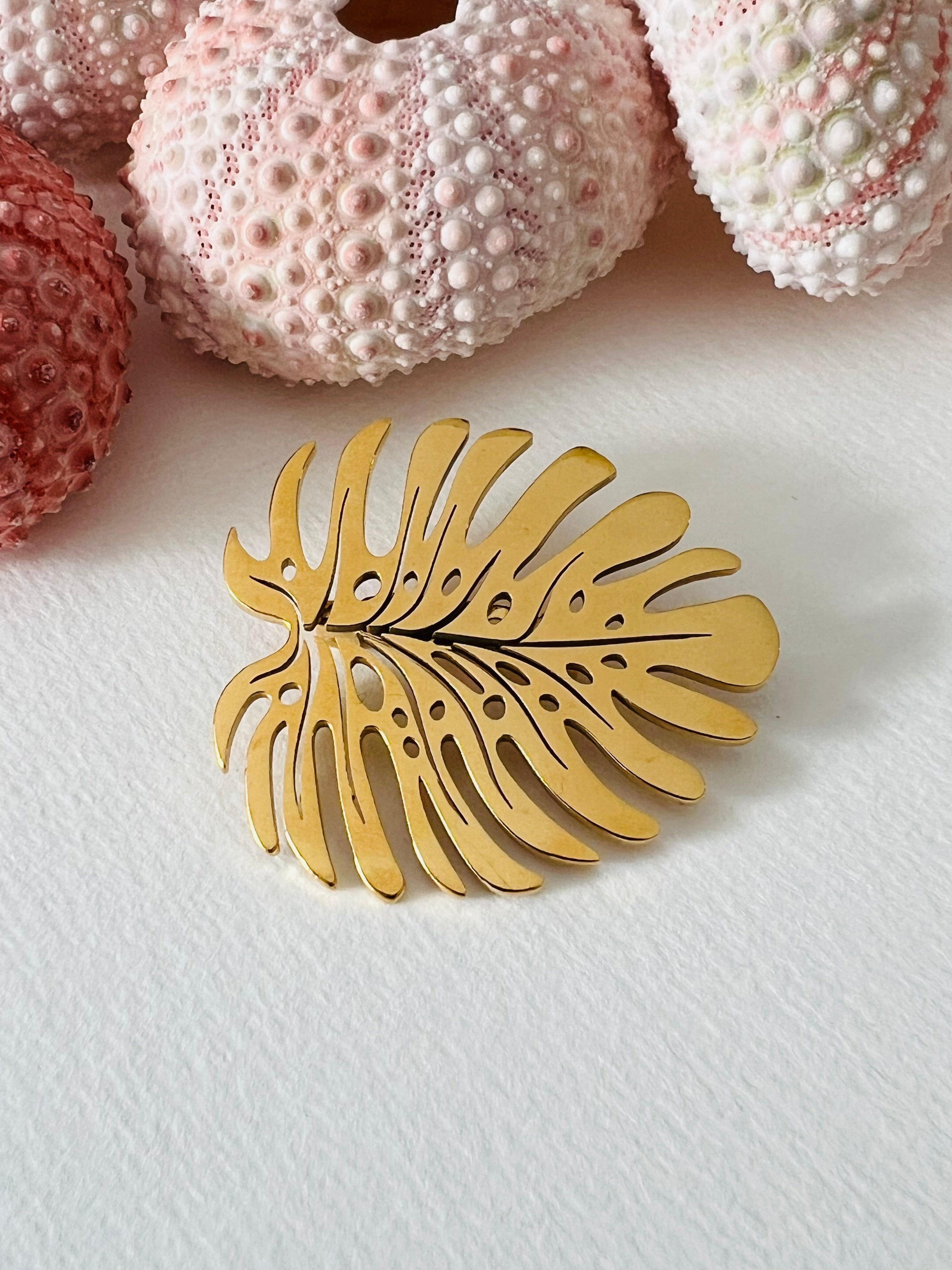 Broche HOLIDAYS feuille tropicale - Créations Uniques