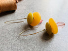 Boucles d’oreilles OPHÉLIE grosses perles jaunes - Créations Uniques - Créations Uniques