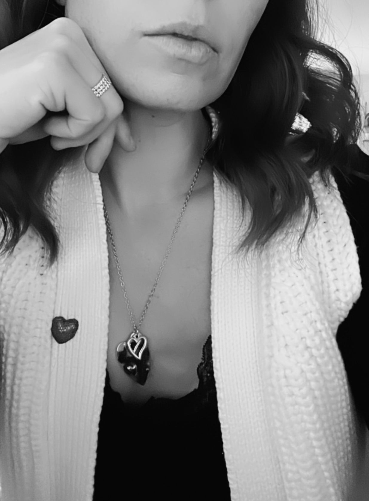 Collier COLEEN pendentif cœurs argentés superposés - Créations Uniques