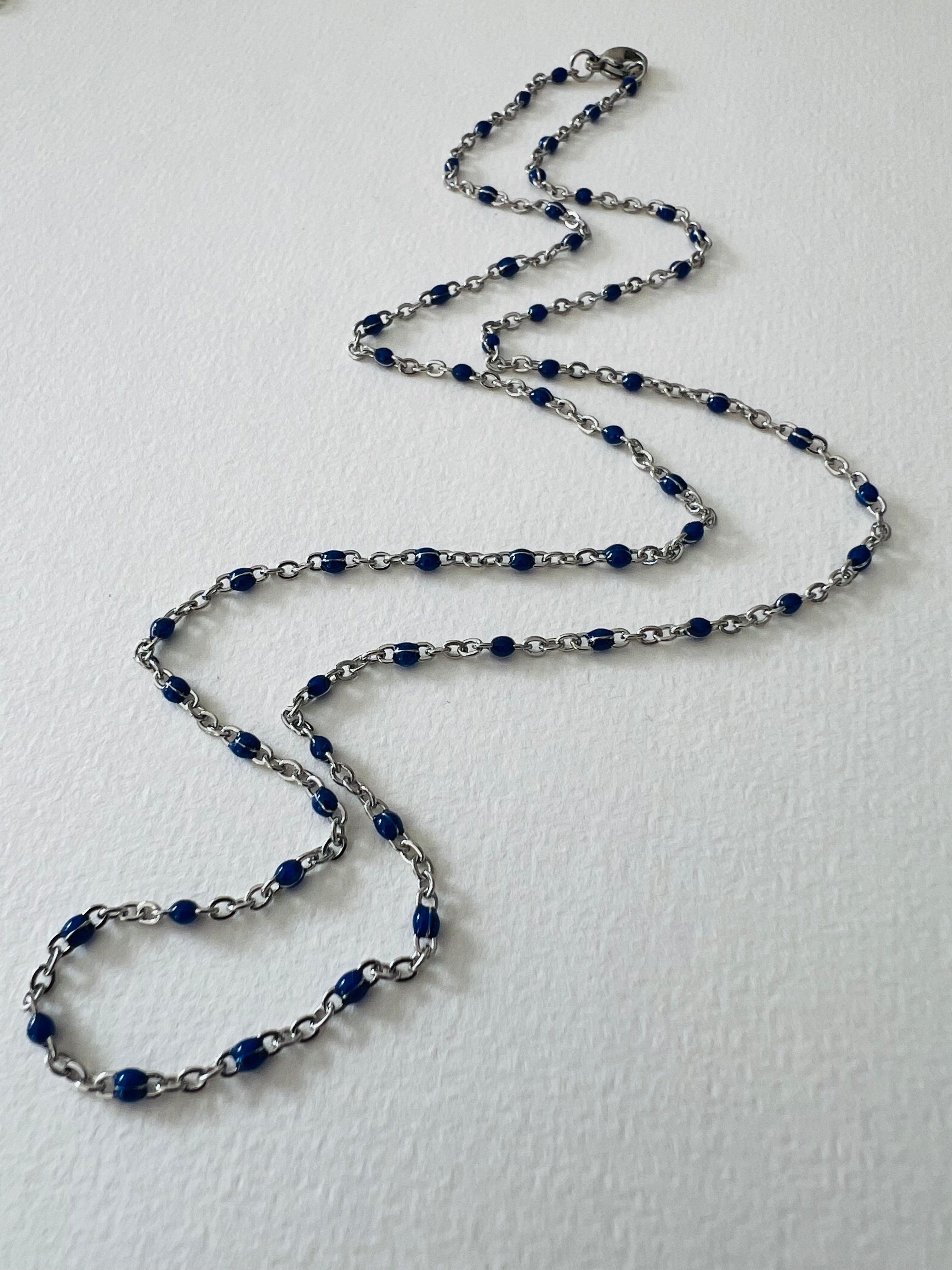 Collier ETHEL bleu marine - Créations Uniques