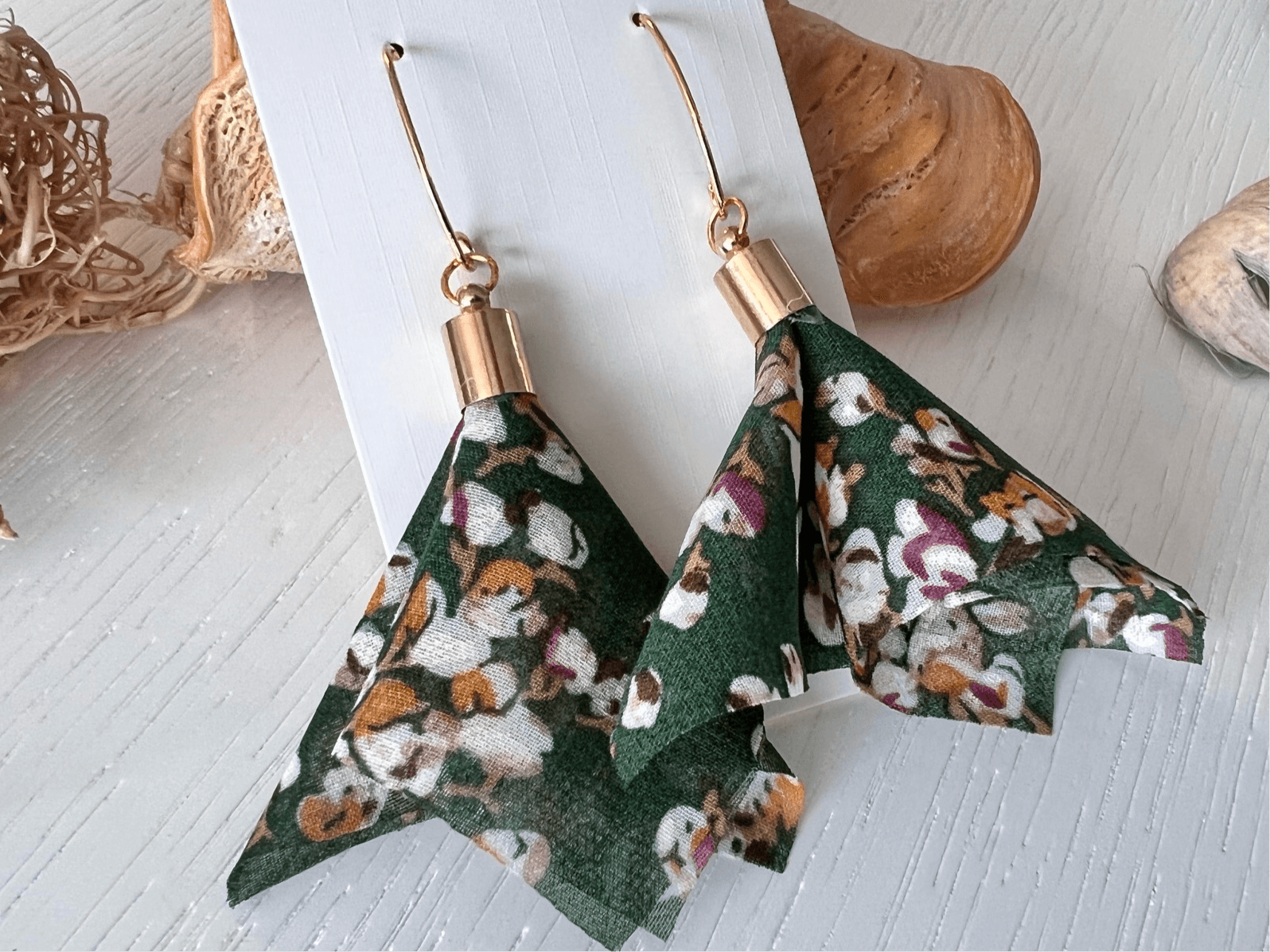 Boucles d’oreilles VERNA tissu motif fleuri - Créations Uniques - Créations Uniques