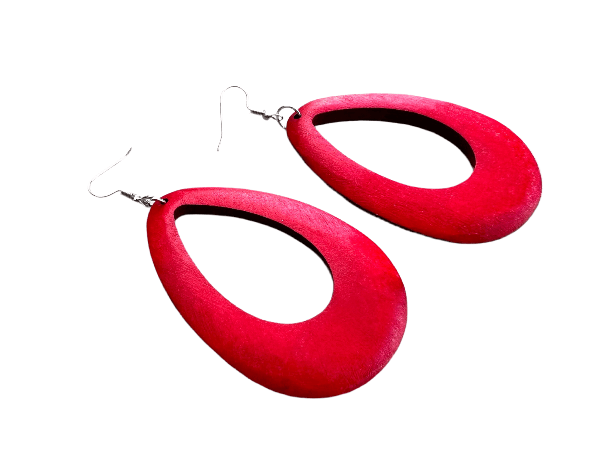 Boucles d’oreilles MAGALIE grandes gouttes bois rouge - Créations Uniques