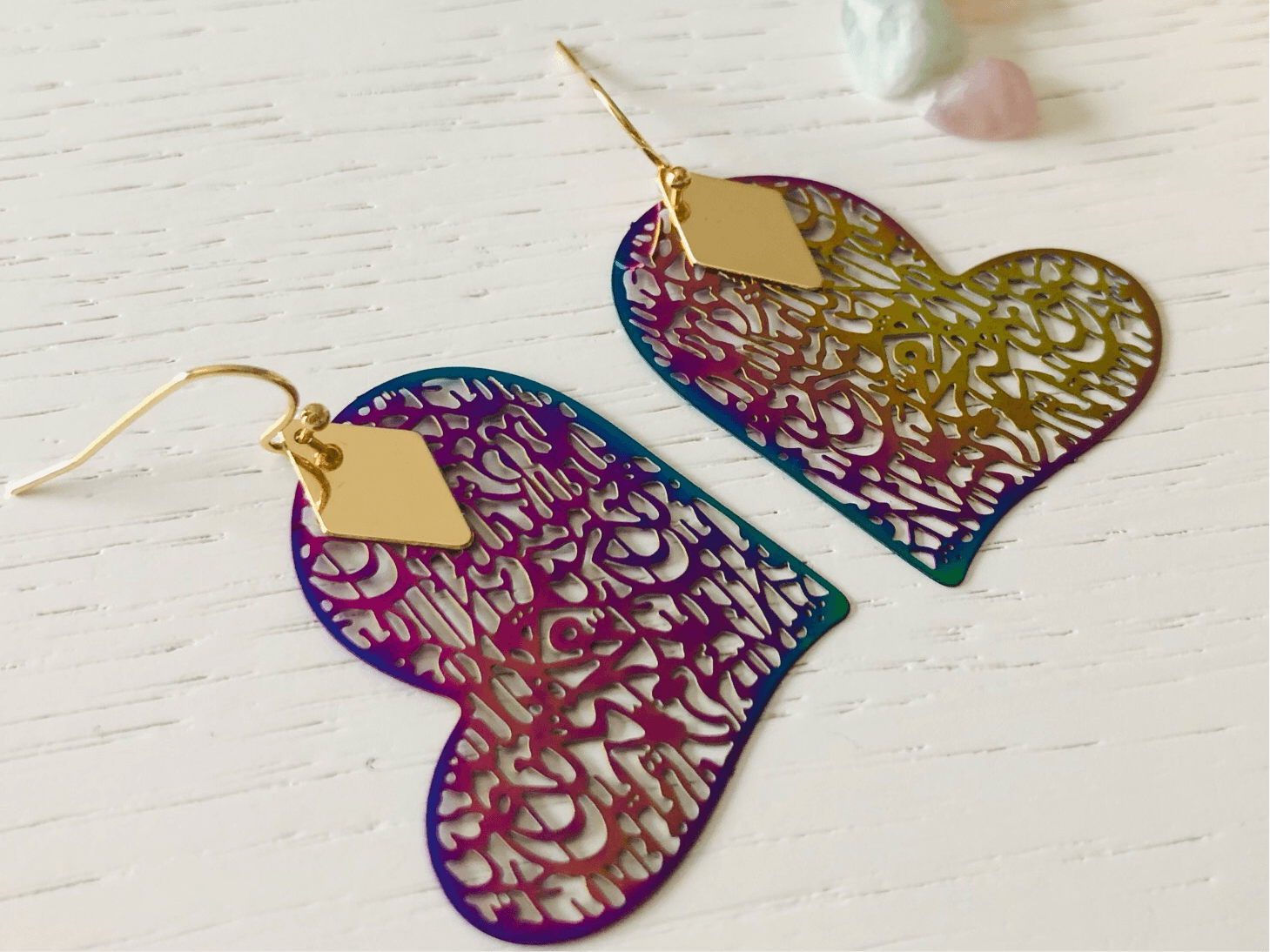 Boucles d’oreilles BARBARA cœurs fins et légers - Créations Uniques - Créations Uniques