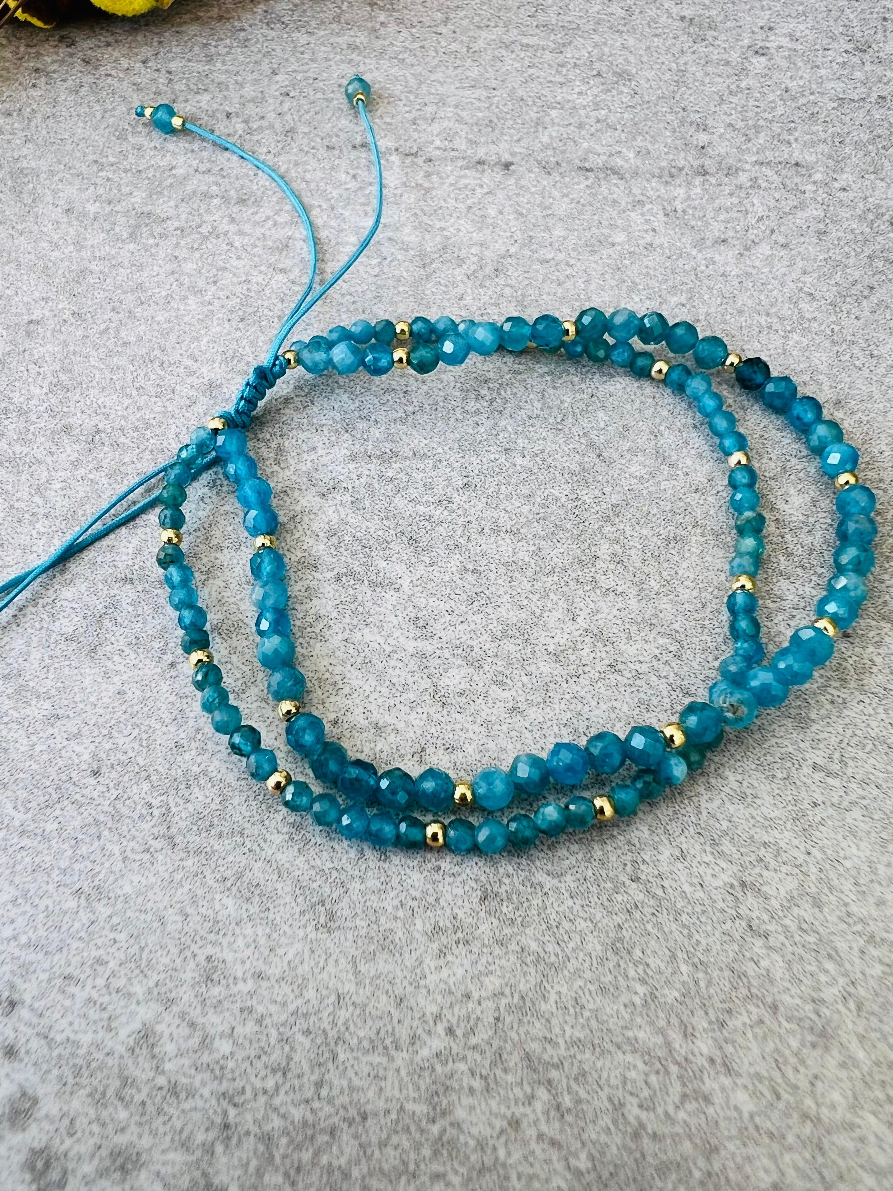 Bracelet INAYA bleu deux rangs - Créations Uniques