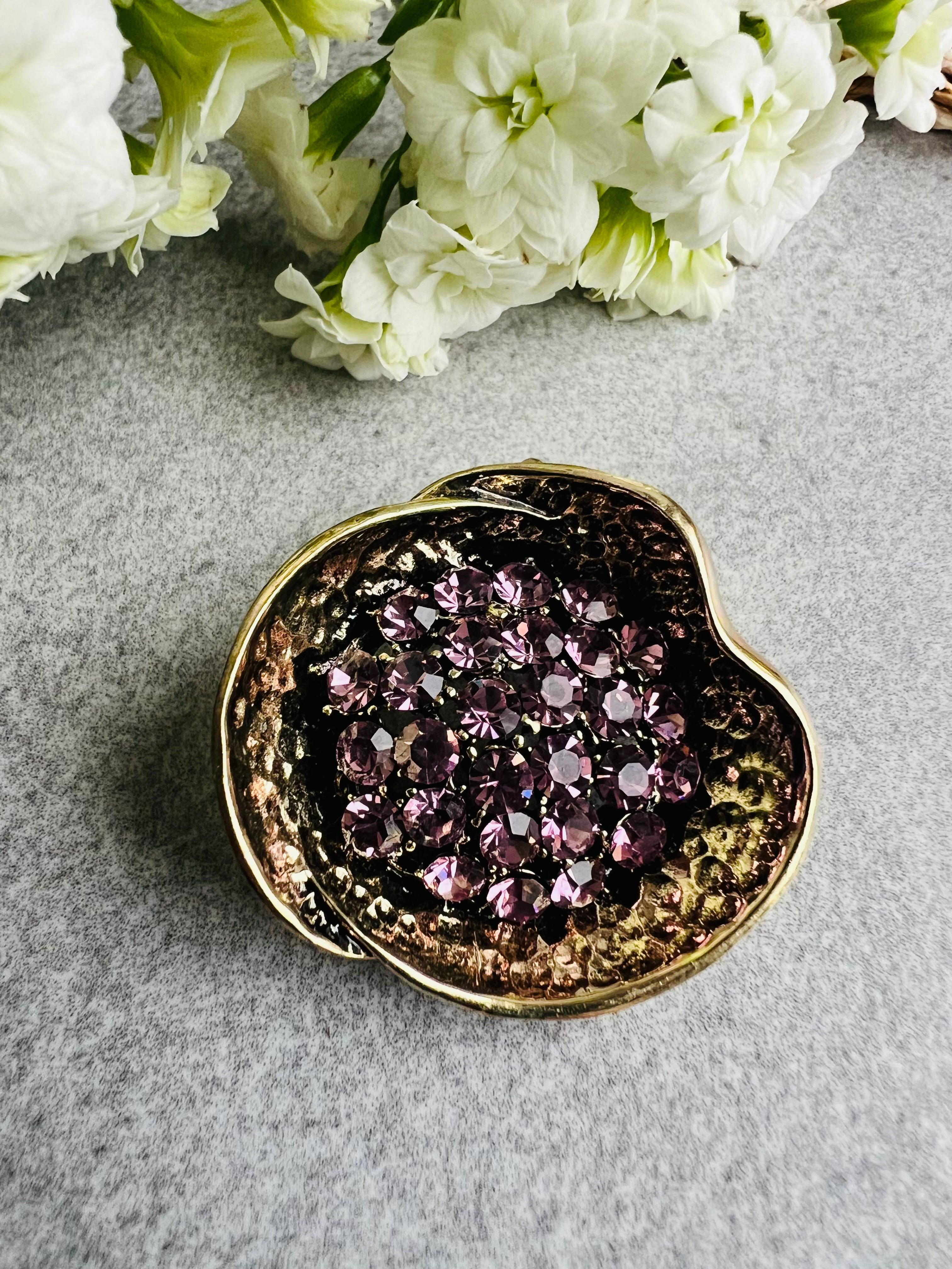 Broche BETTINA style classique strass rose - Créations Uniques