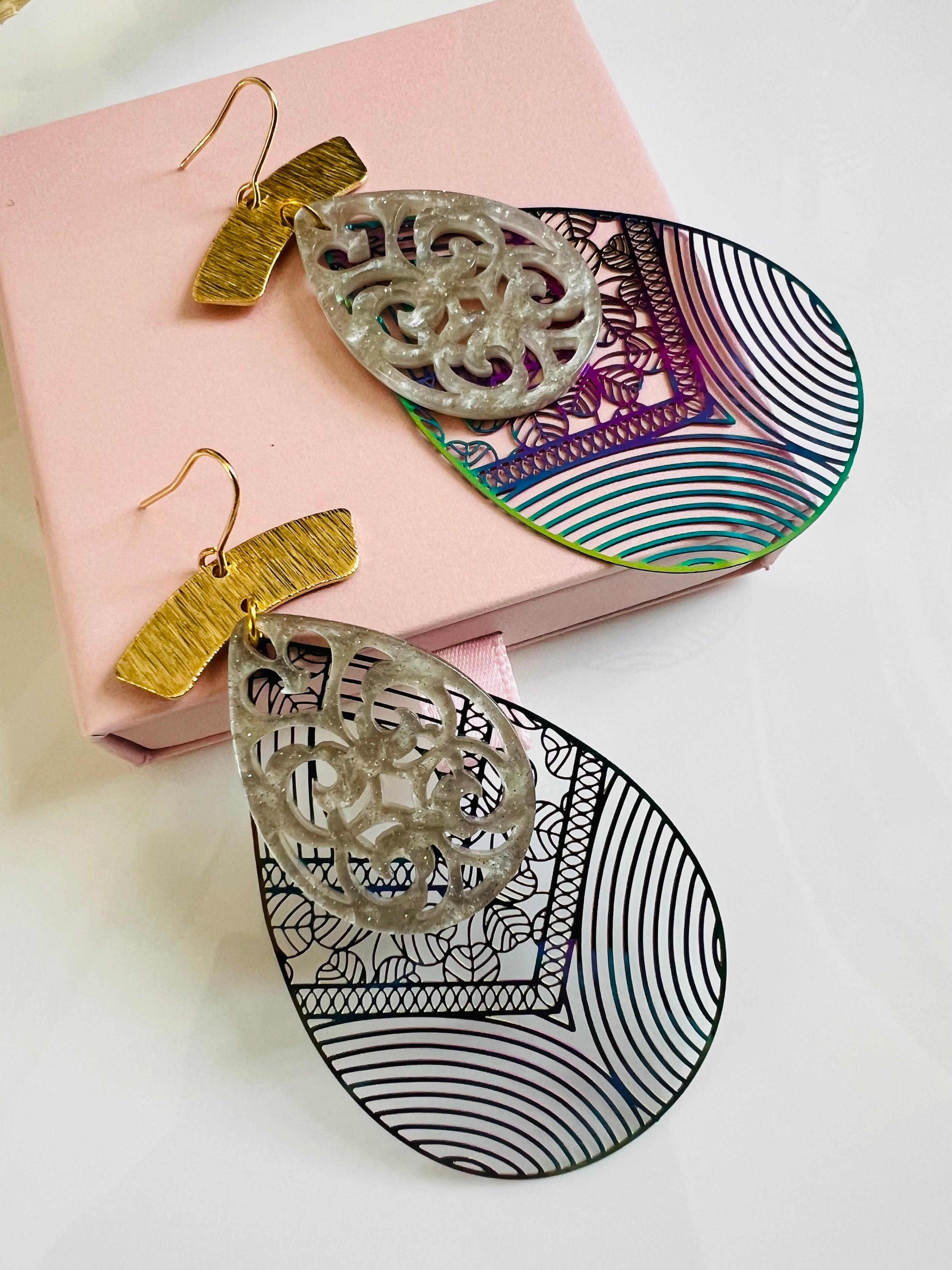 Boucles d’oreilles PERLA style bohème - Créations Uniques - Créations Uniques