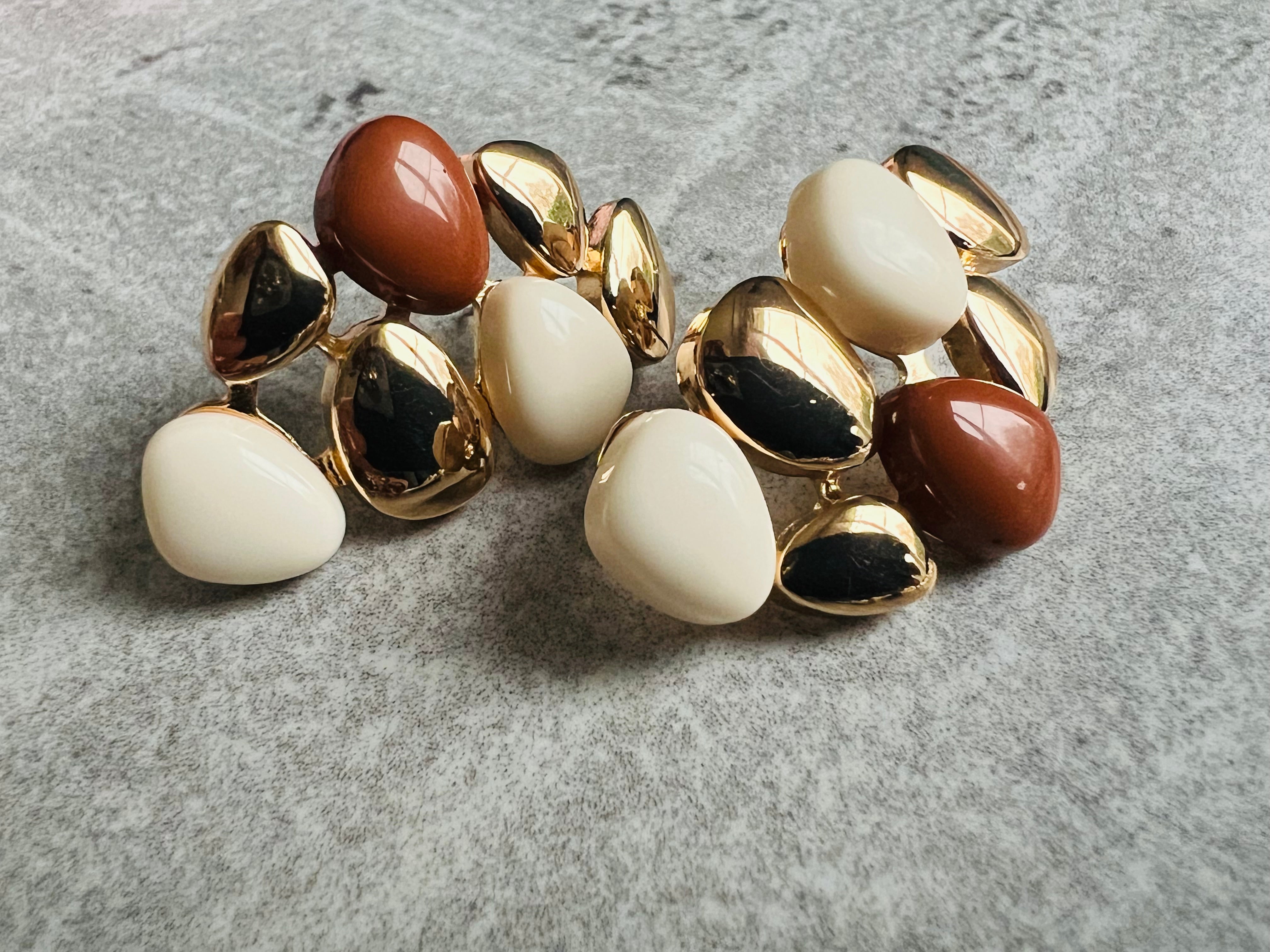 Boucles d’oreilles JOSÉE crème et caramel ou noir - Créations Uniques