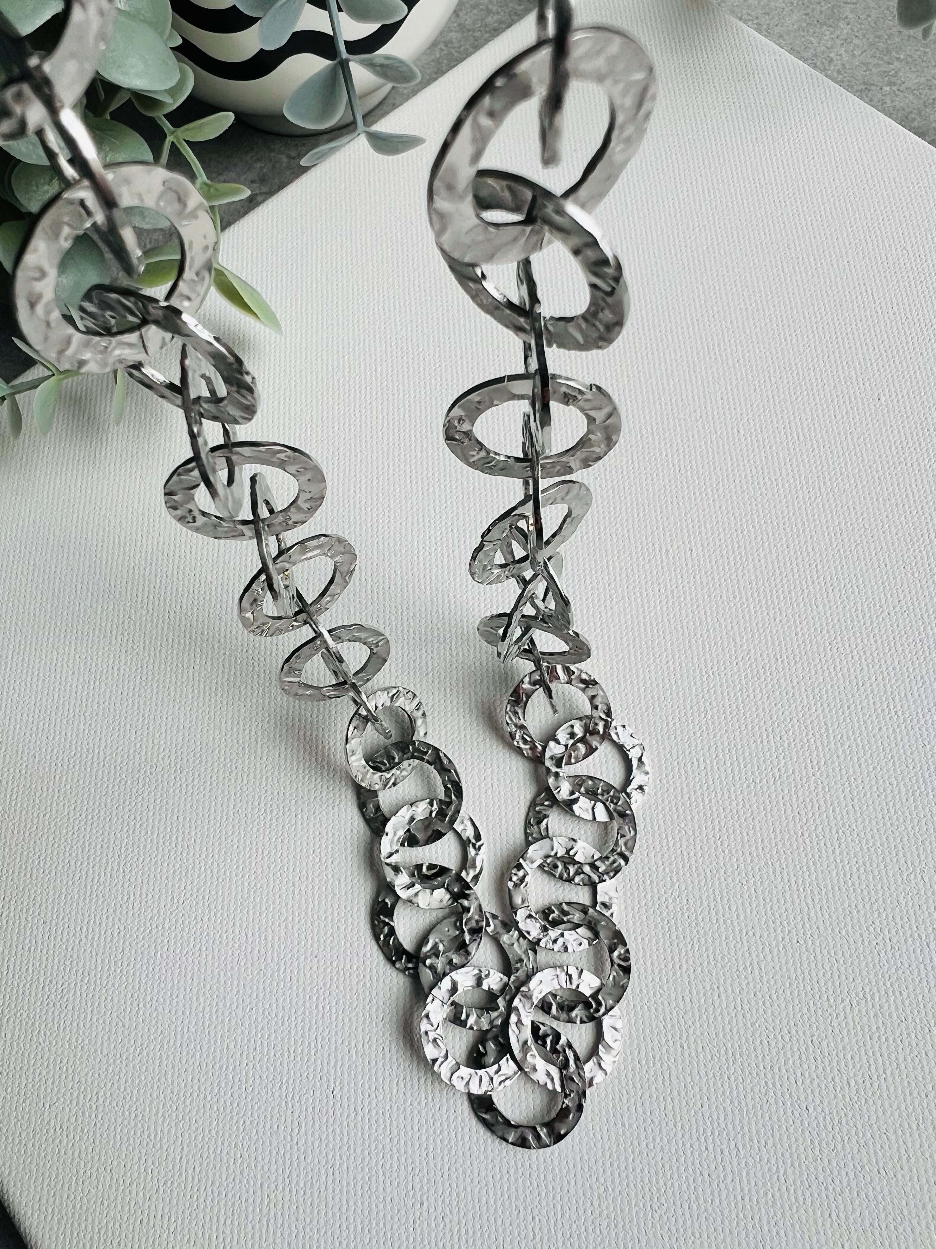 Collier chic MARIJAM sautoir maillons argentés - Créations Uniques