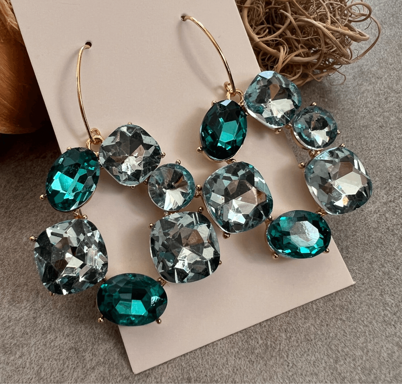 Boucles d’oreilles brillantes bleues CHRISTINA - Créations Uniques - Créations Uniques