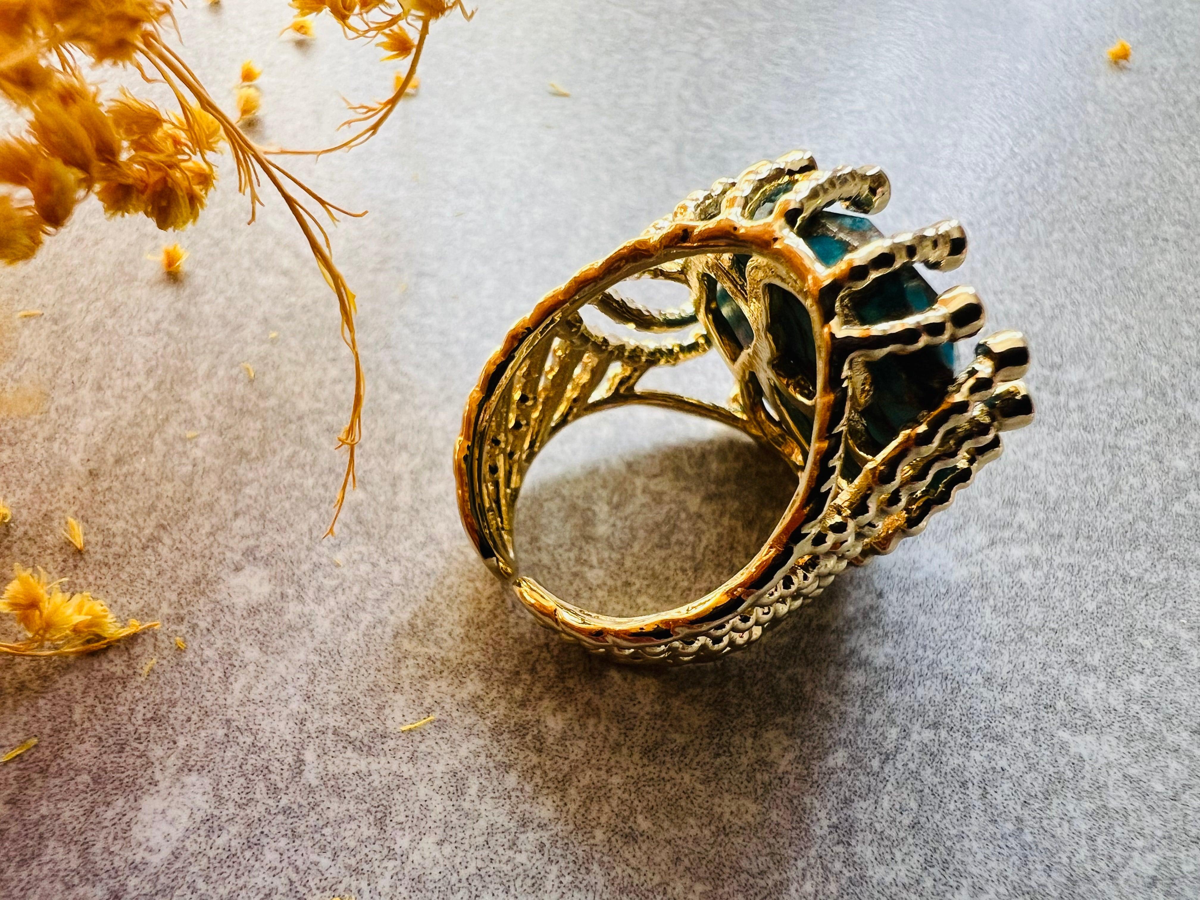 Bague BEATRICE bleu océan - Créations Uniques