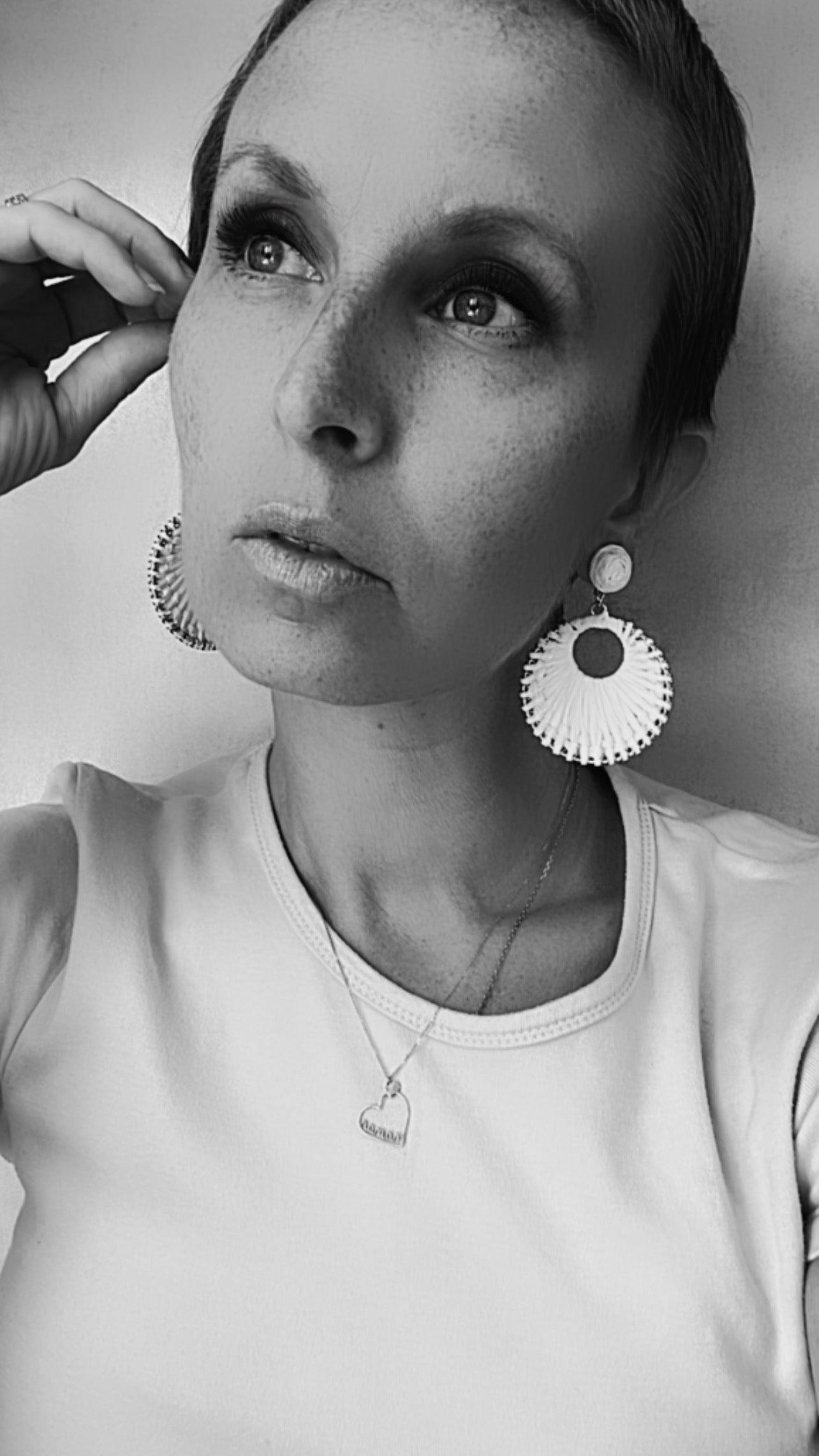 Boucles d’oreilles SIMONE raphia beige - Créations Uniques