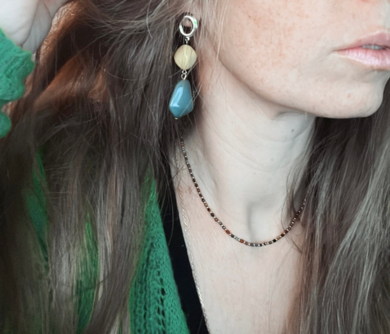 Boucles d’oreilles SOIZIC perles bleues et jaunes - Créations Uniques