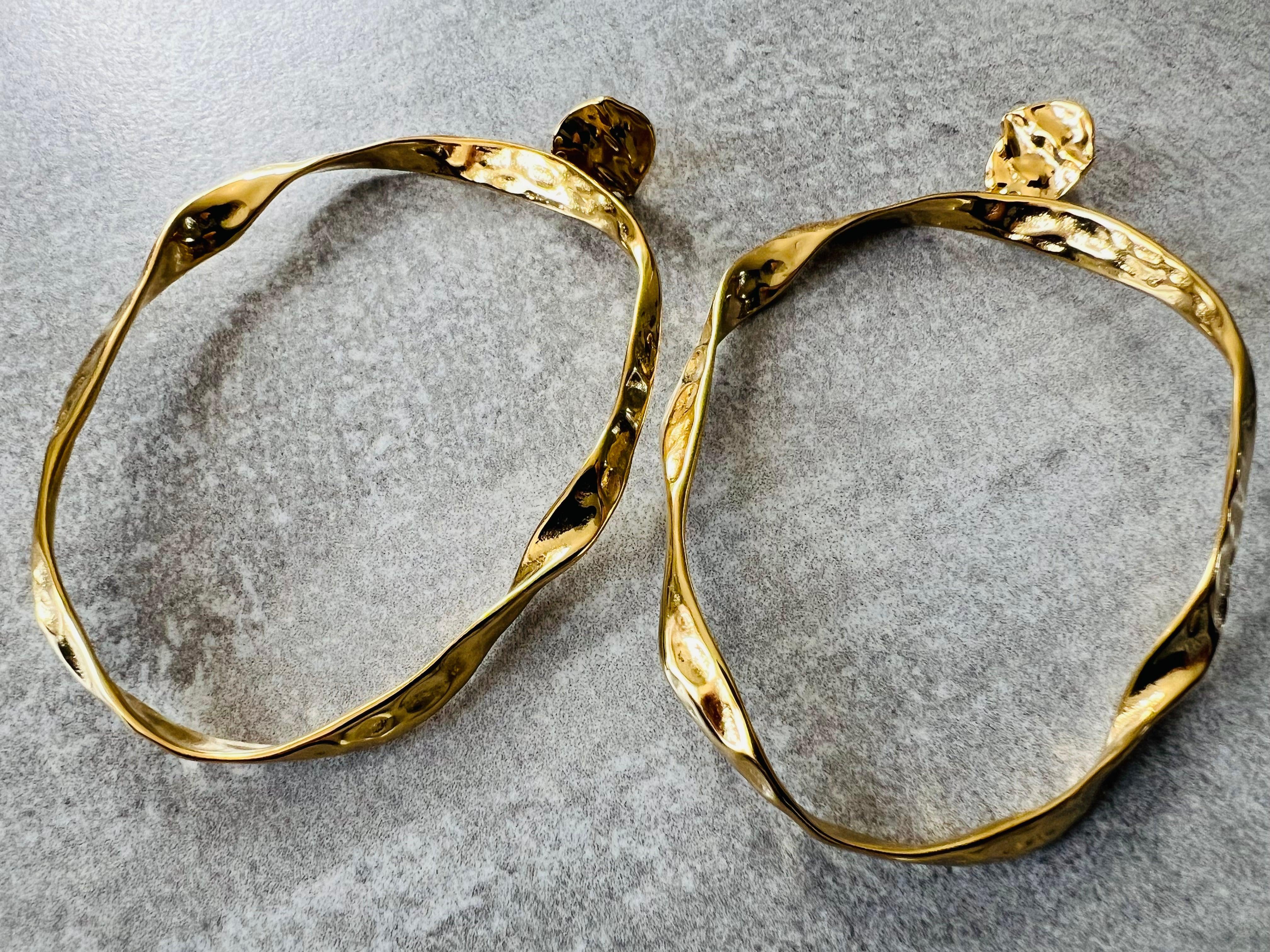 Boucles d’oreilles PASCALE grand modèle ovale doré - Créations Uniques