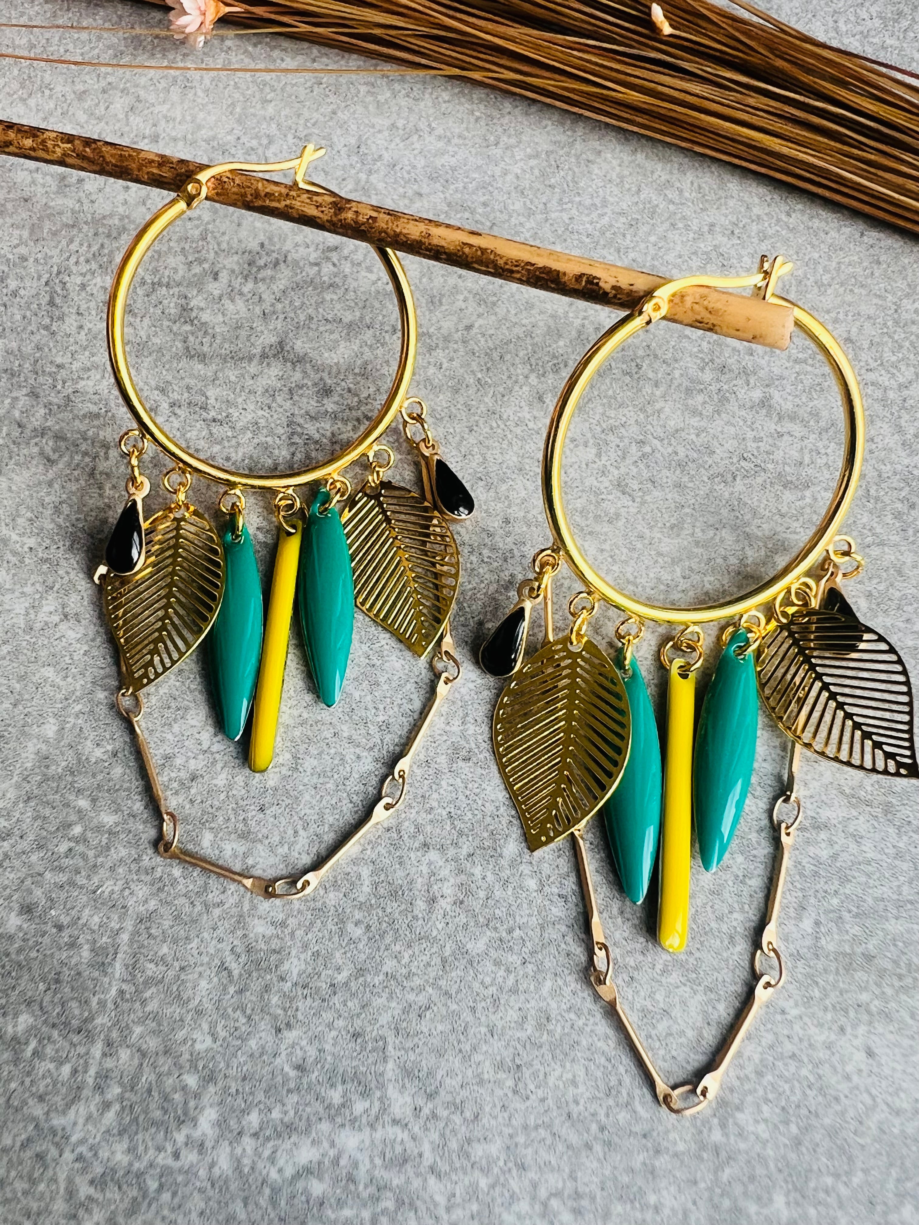 Boucles d’oreilles SYLVAINE anneaux décorés - Créations Uniques - Créations Uniques