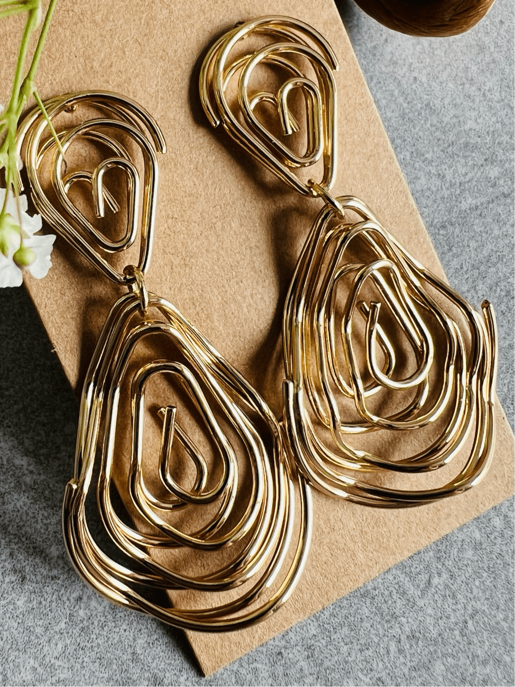 Boucles d’oreilles CATARINA gouttes dorées - Créations Uniques