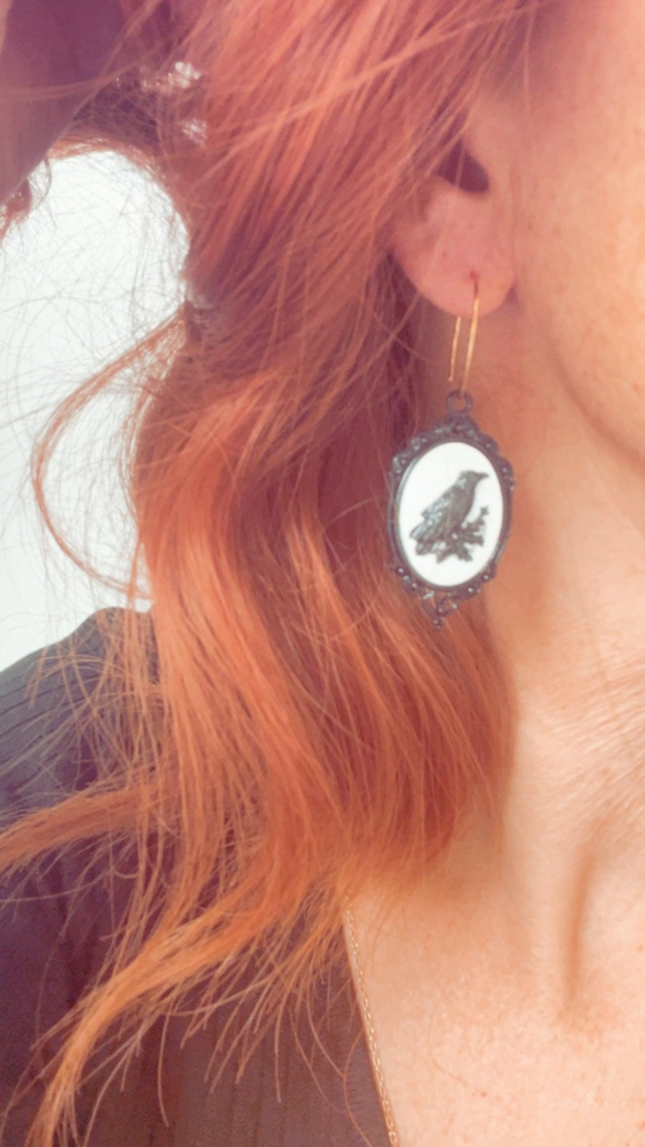 Boucles d’oreilles CORBEAUX NOIRS thème Halloween - Créations Uniques - Créations Uniques