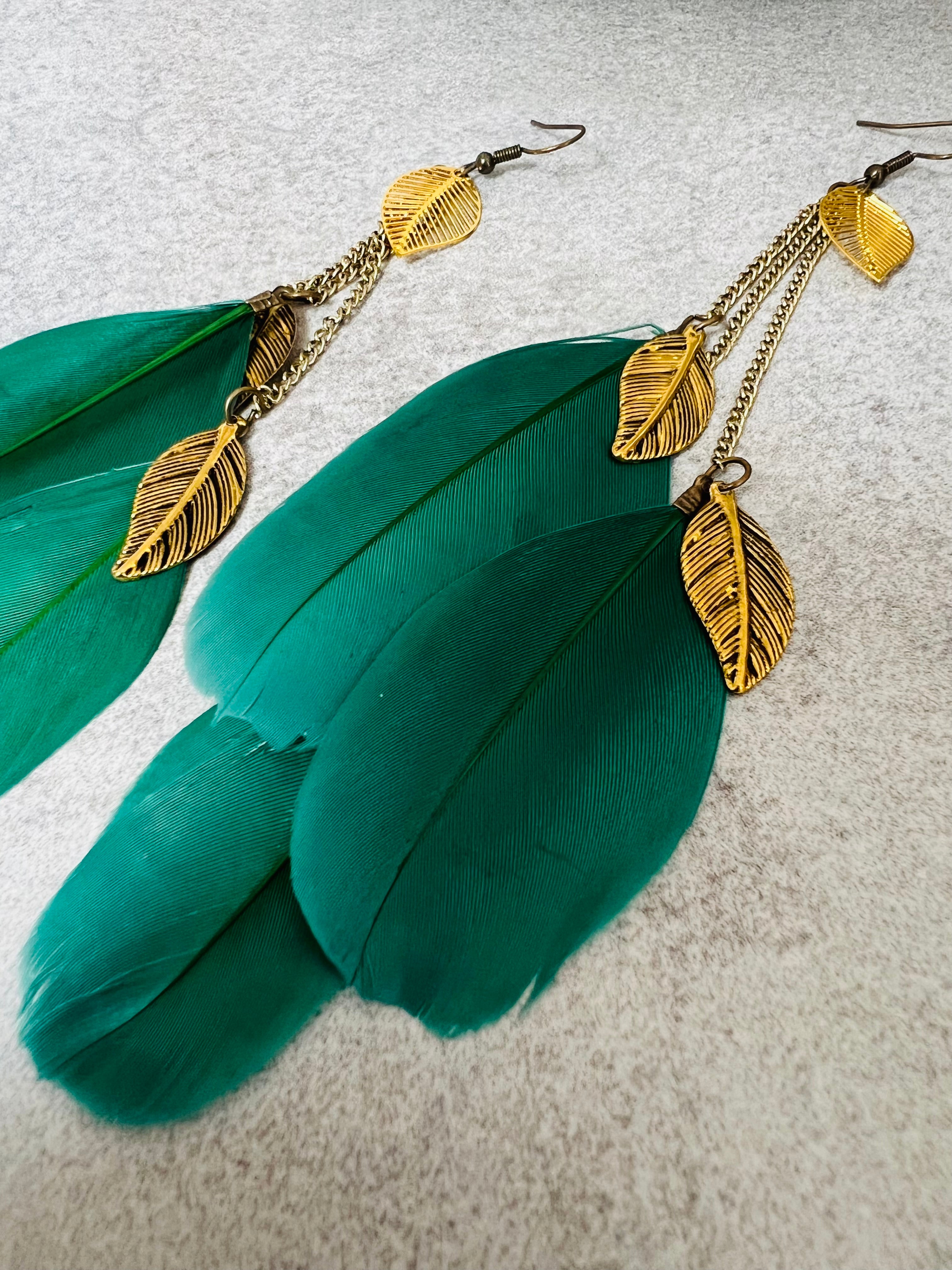 Boucles d’oreilles KATARINA plumes - Créations Uniques - Créations Uniques