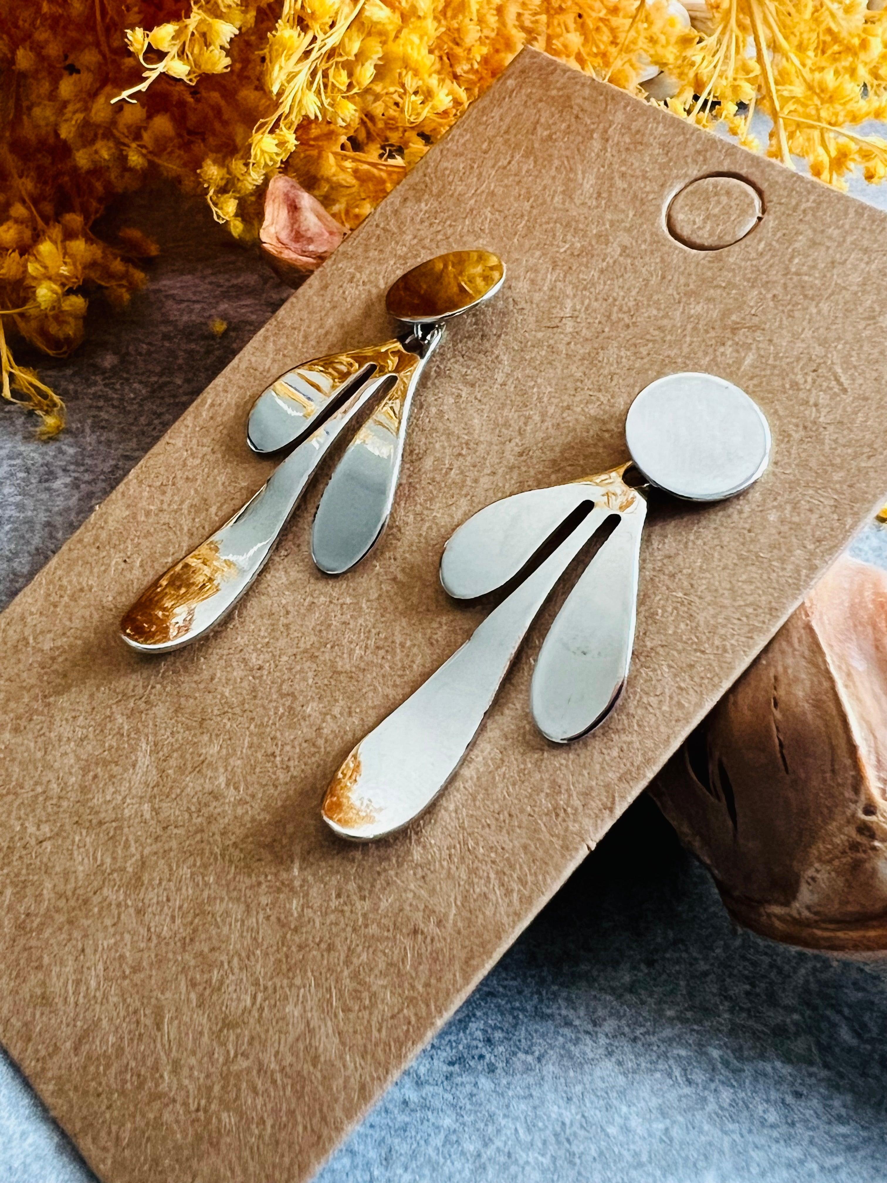 Boucles d’oreilles NOEMI gouttes argentées - Créations Uniques