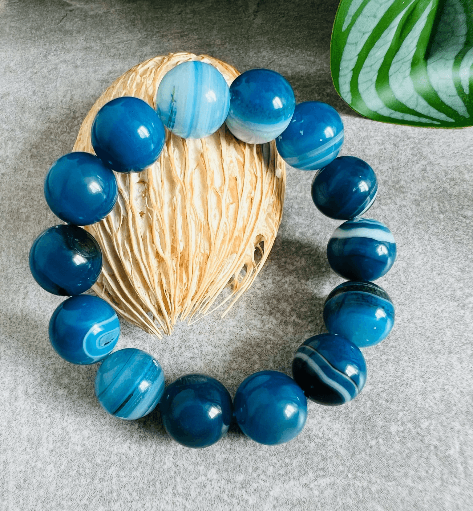 Bracelet perles BLEU AGATE - Créations Uniques