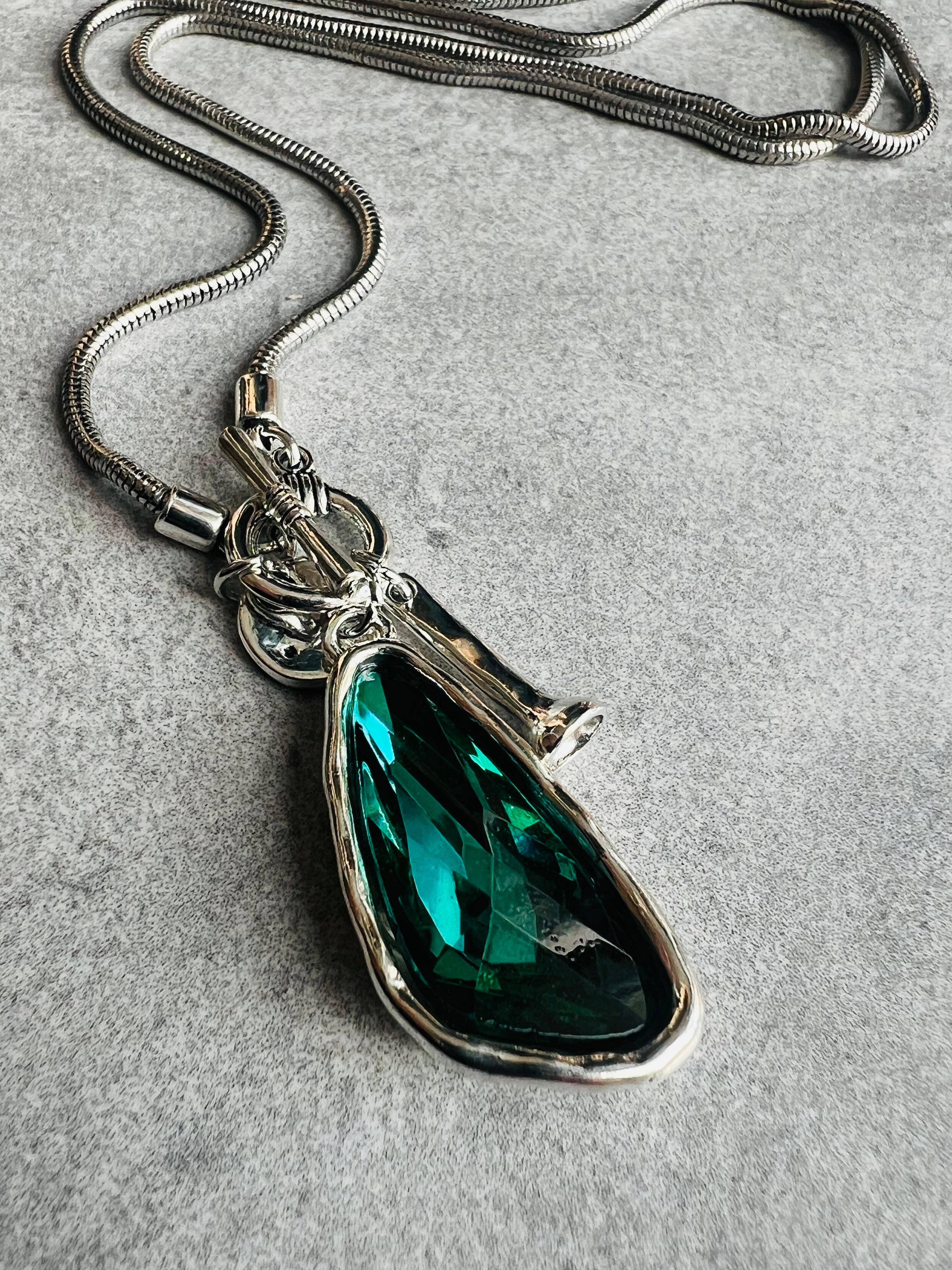 Collier ERICA sautoir argenté - Créations Uniques