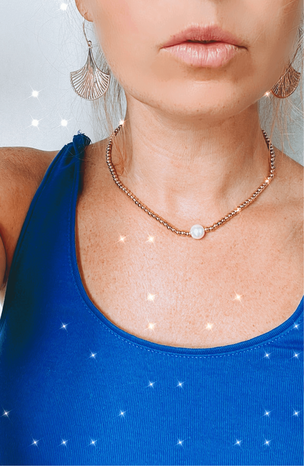 Collier CHARLOTTE perles dorées et perle blanche - Créations Uniques - Créations Uniques