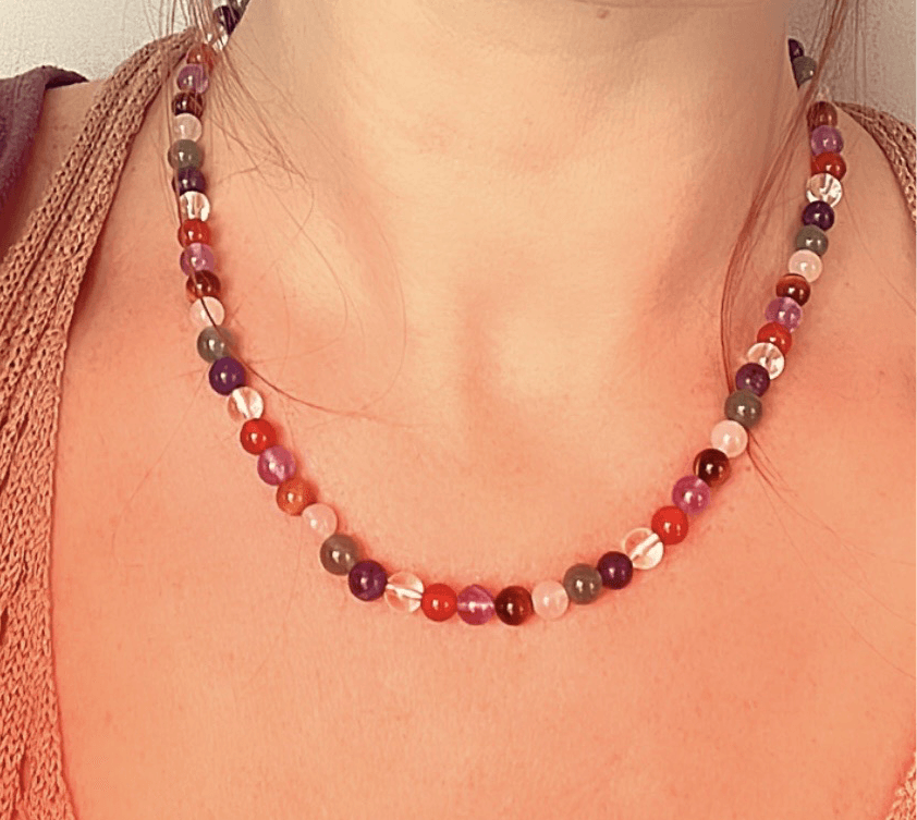 Collier 7 CHAKRAS ras de cou perles minérales. - Créations Uniques