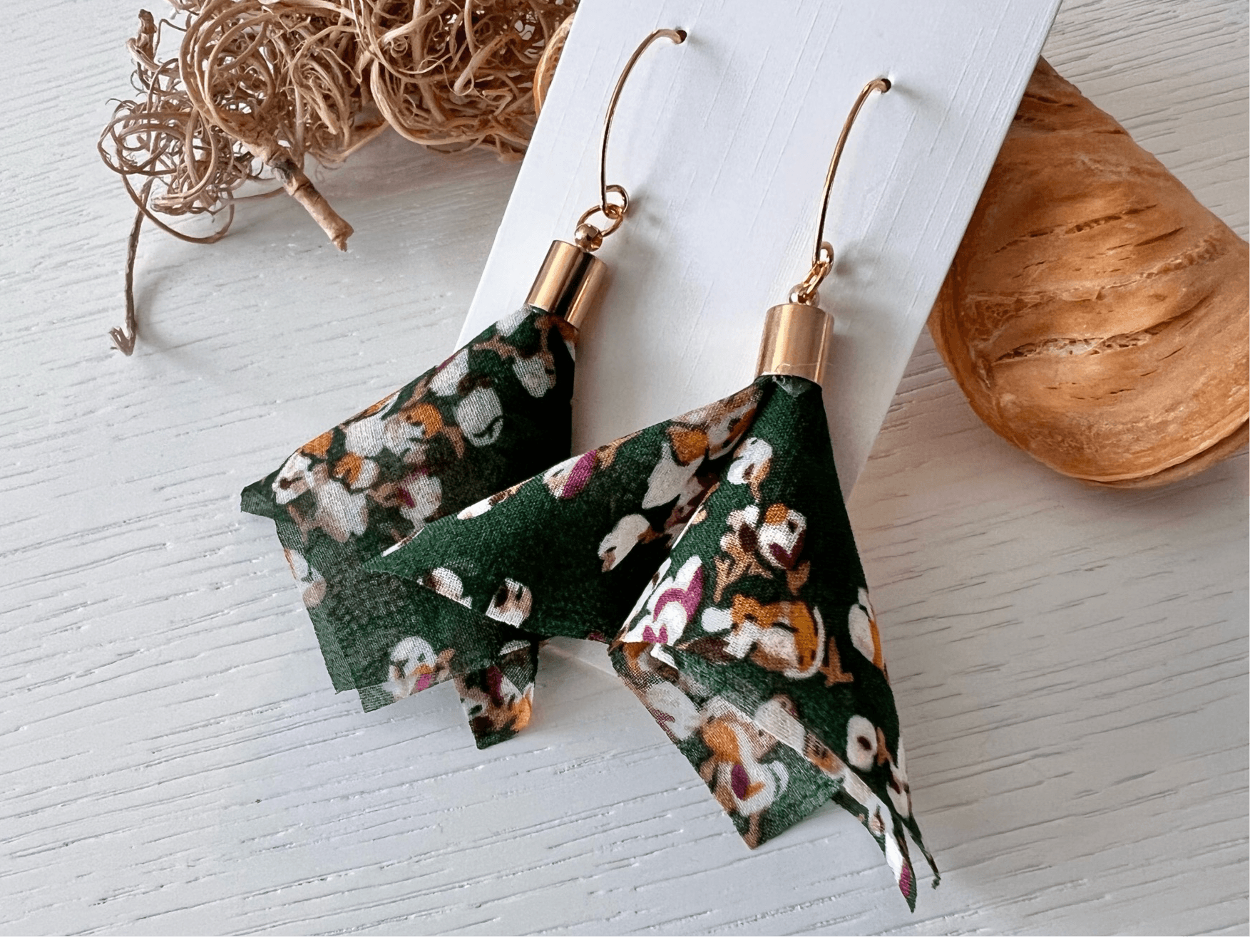 Boucles d’oreilles VERNA tissu motif fleuri - Créations Uniques - Créations Uniques