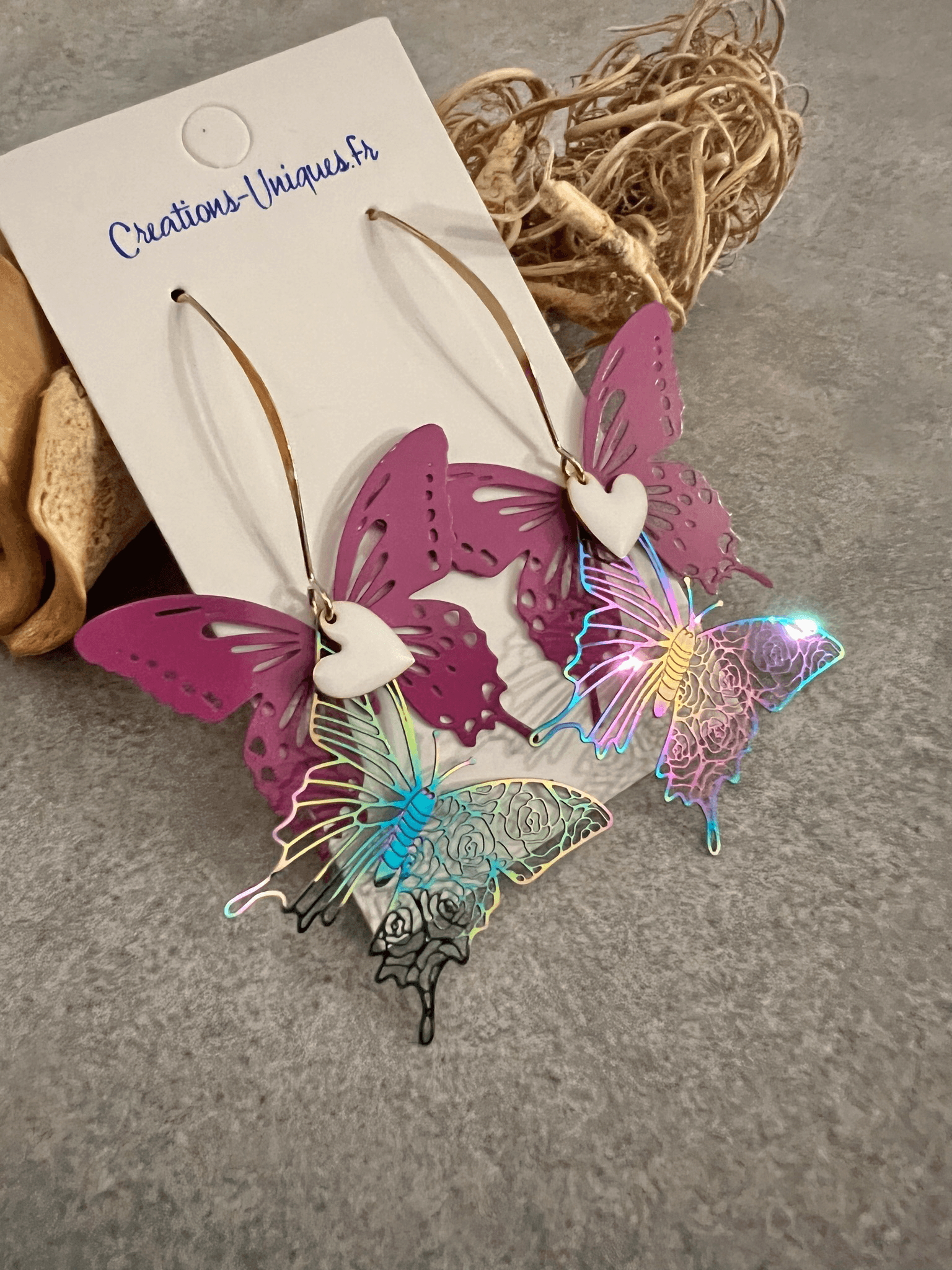 Boucles d’oreilles MIRABEL papillons violets - Créations Uniques - Créations Uniques